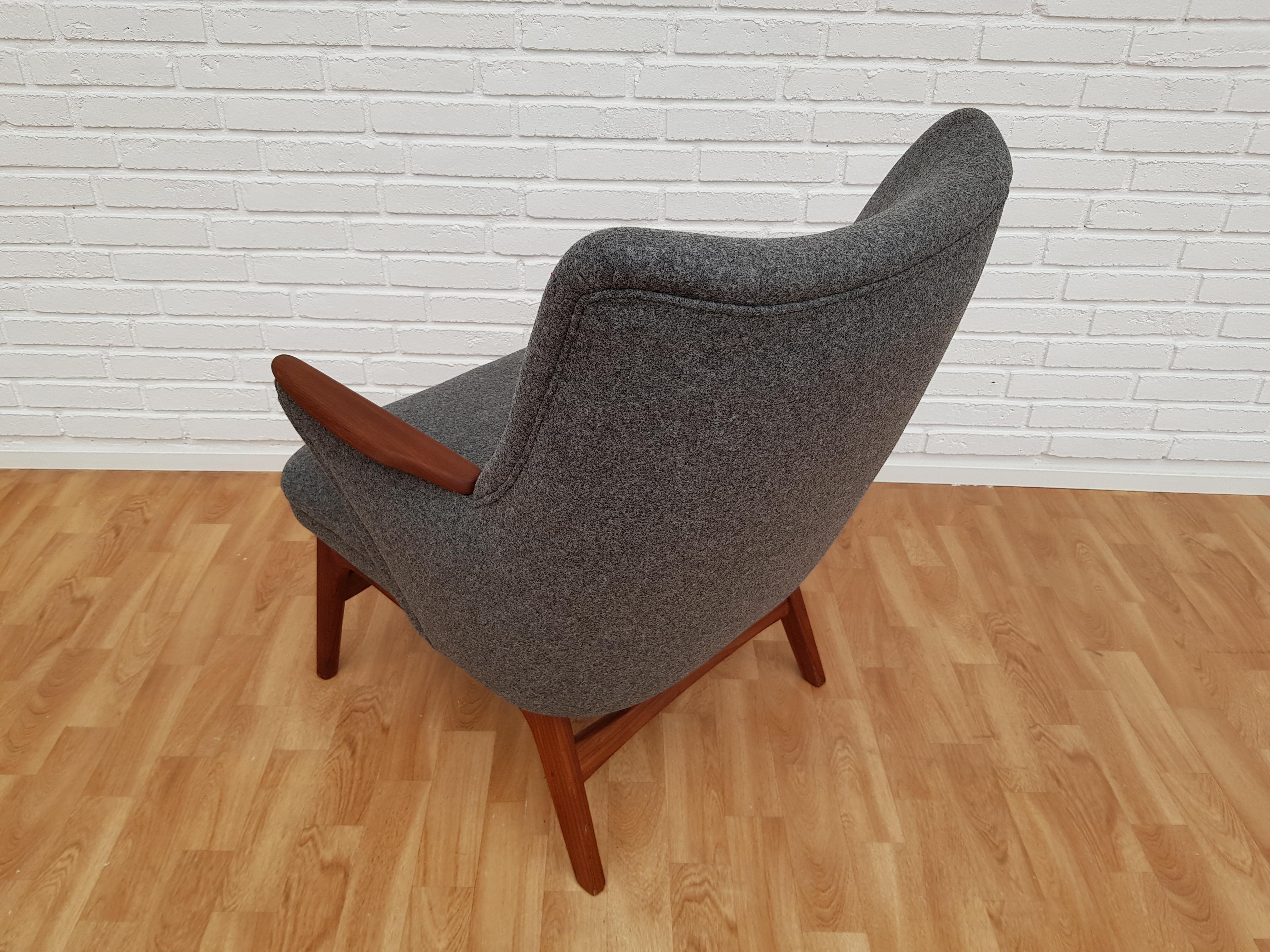 Danish Designed Sofa Set, Teak Wood, Wool, Completely Restored, 1960s 11