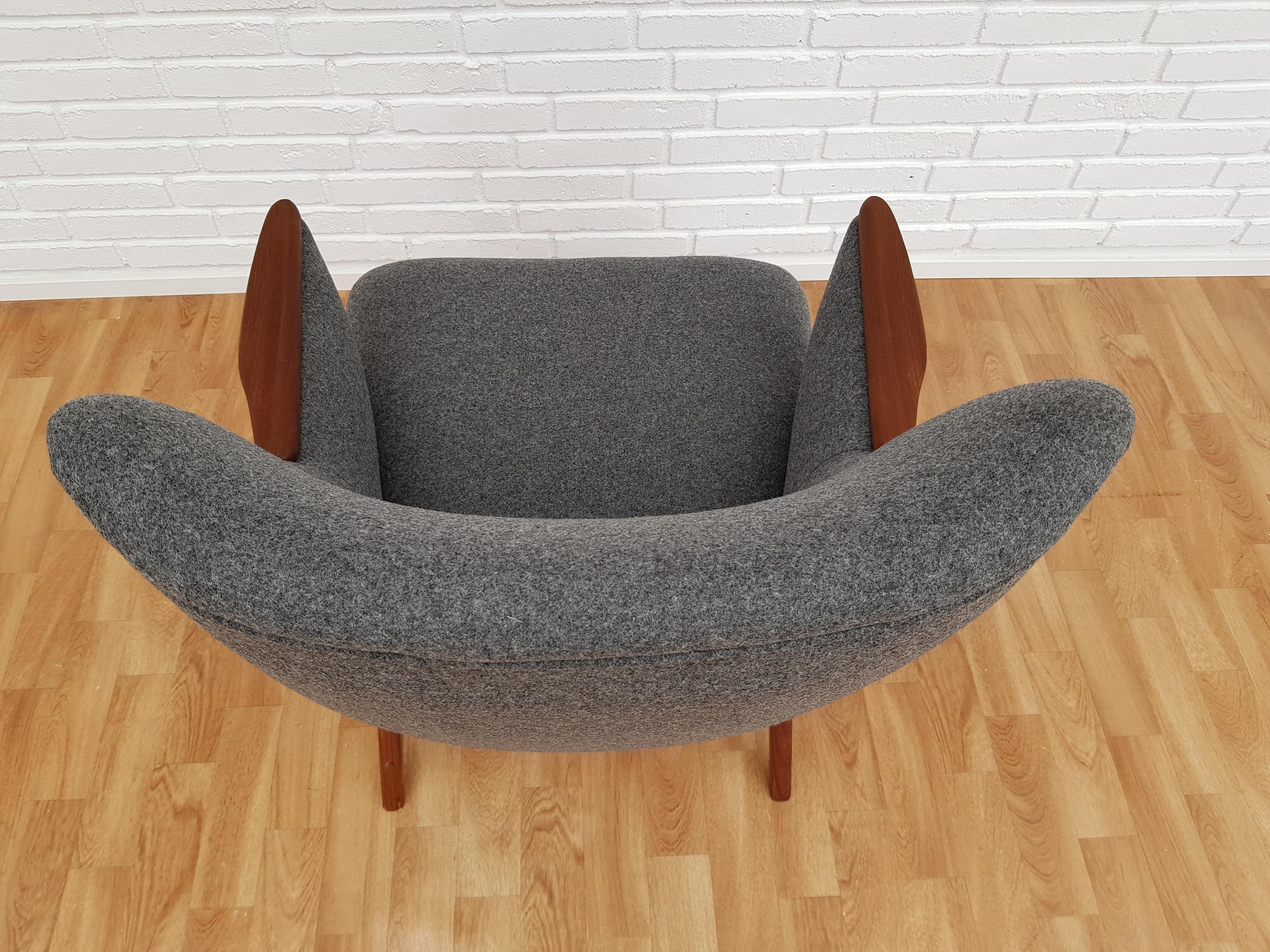 Danish Designed Sofa Set, Teak Wood, Wool, Completely Restored, 1960s 13