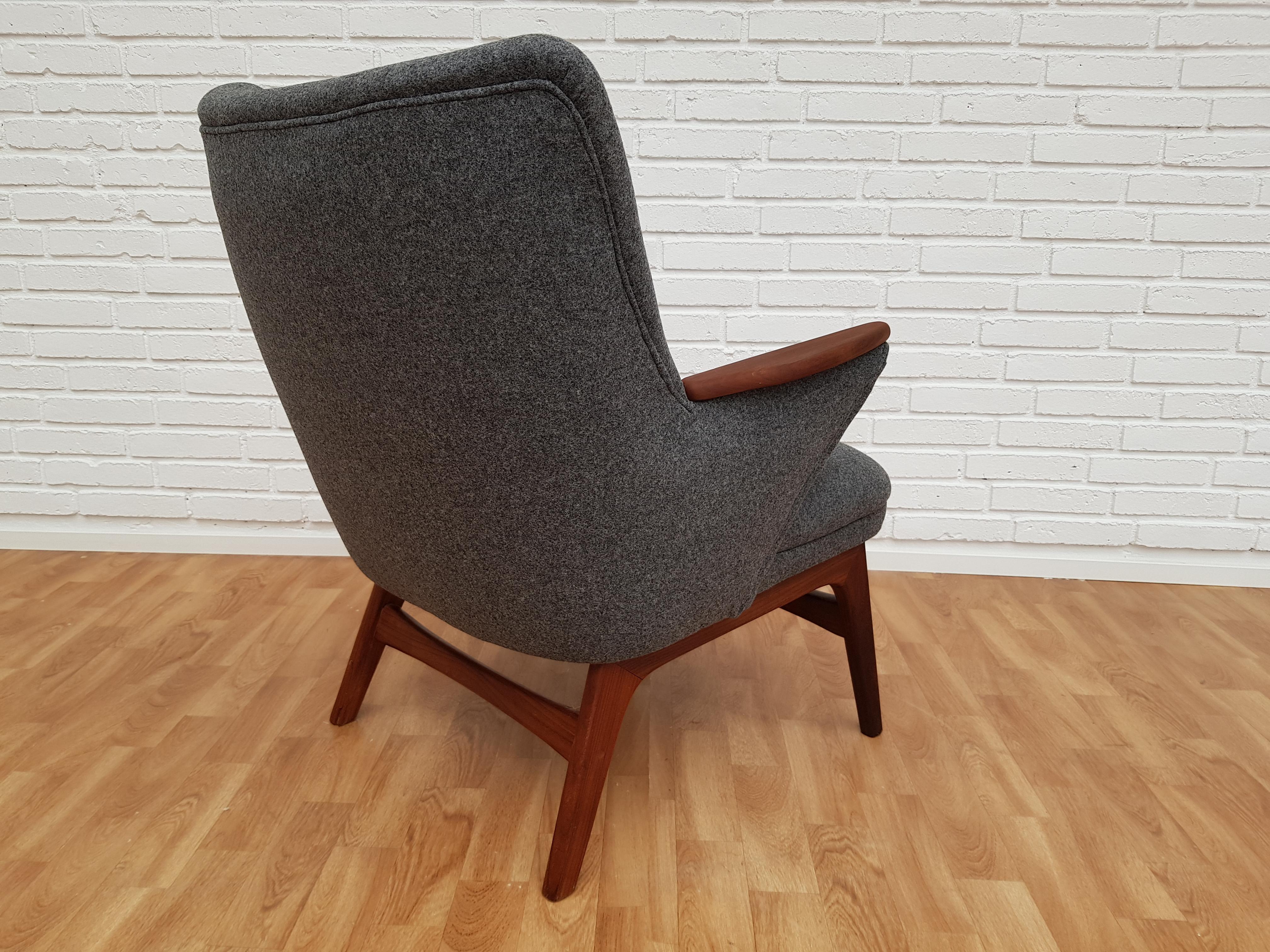 Danish Designed Sofa Set, Teak Wood, Wool, Completely Restored, 1960s 14