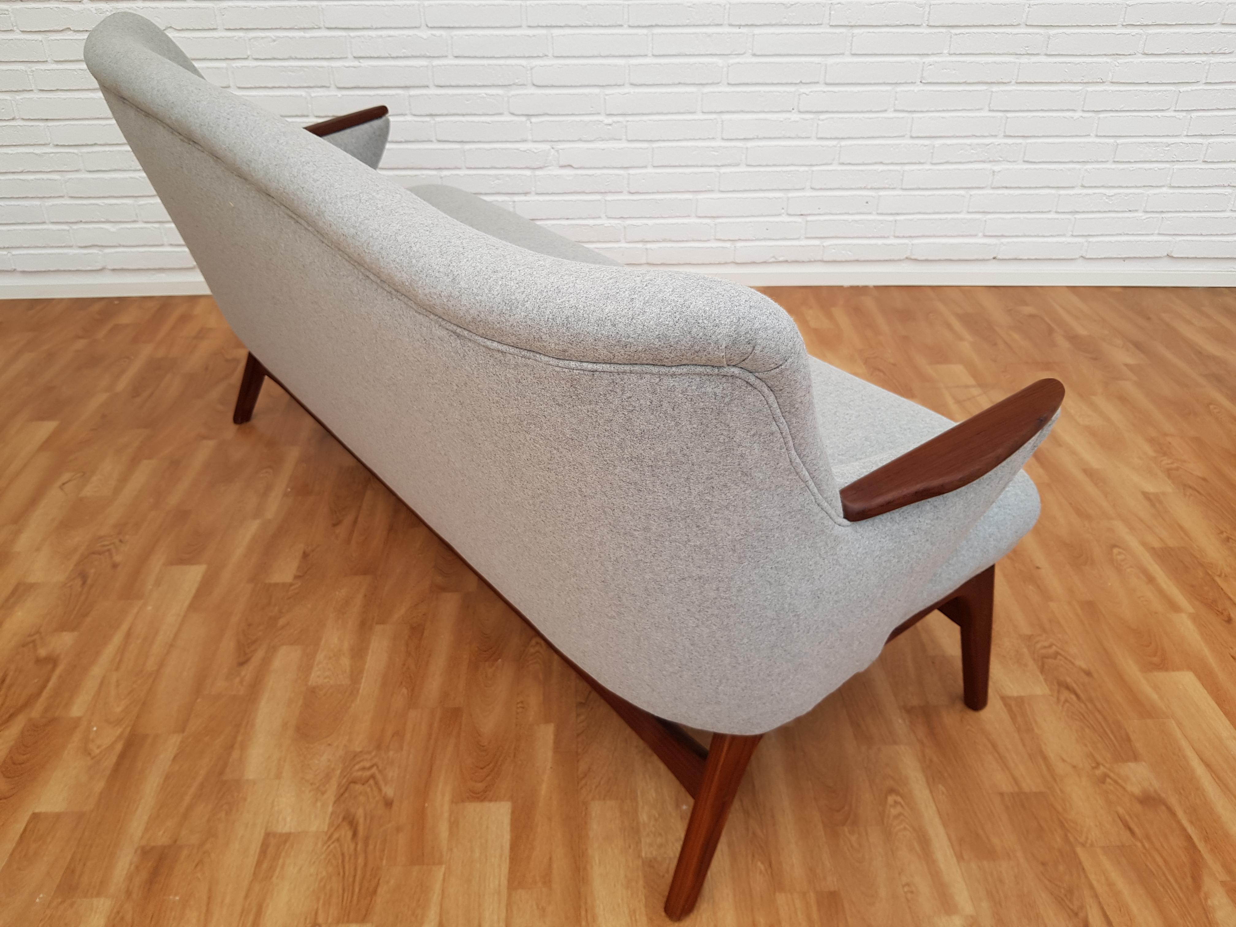 Scandinavian Modern Danish Designed Sofa Set, Teak Wood, Wool, Completely Restored, 1960s