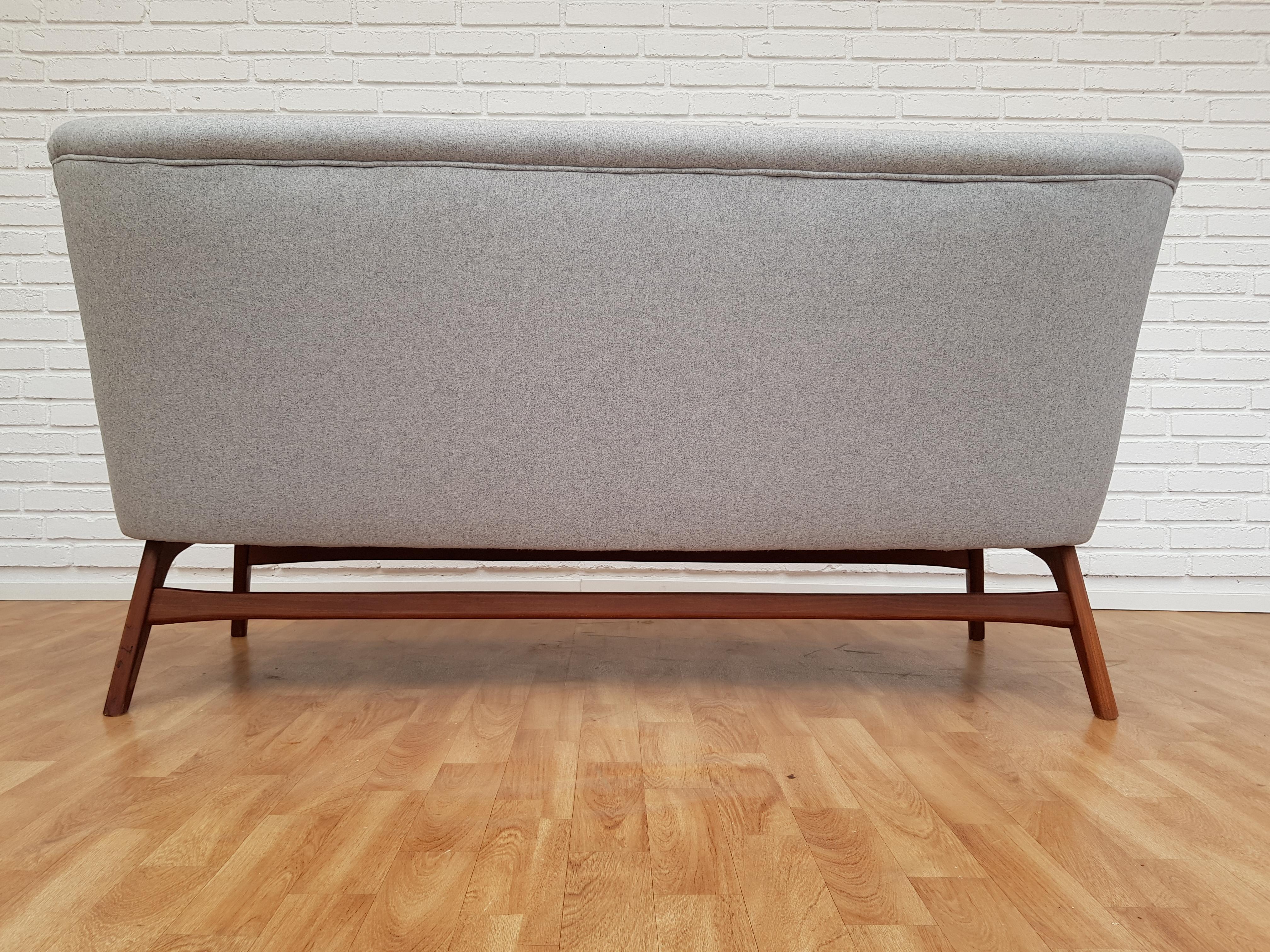 Danish Designed Sofa Set, Teak Wood, Wool, Completely Restored, 1960s In Good Condition In Tarm, DK