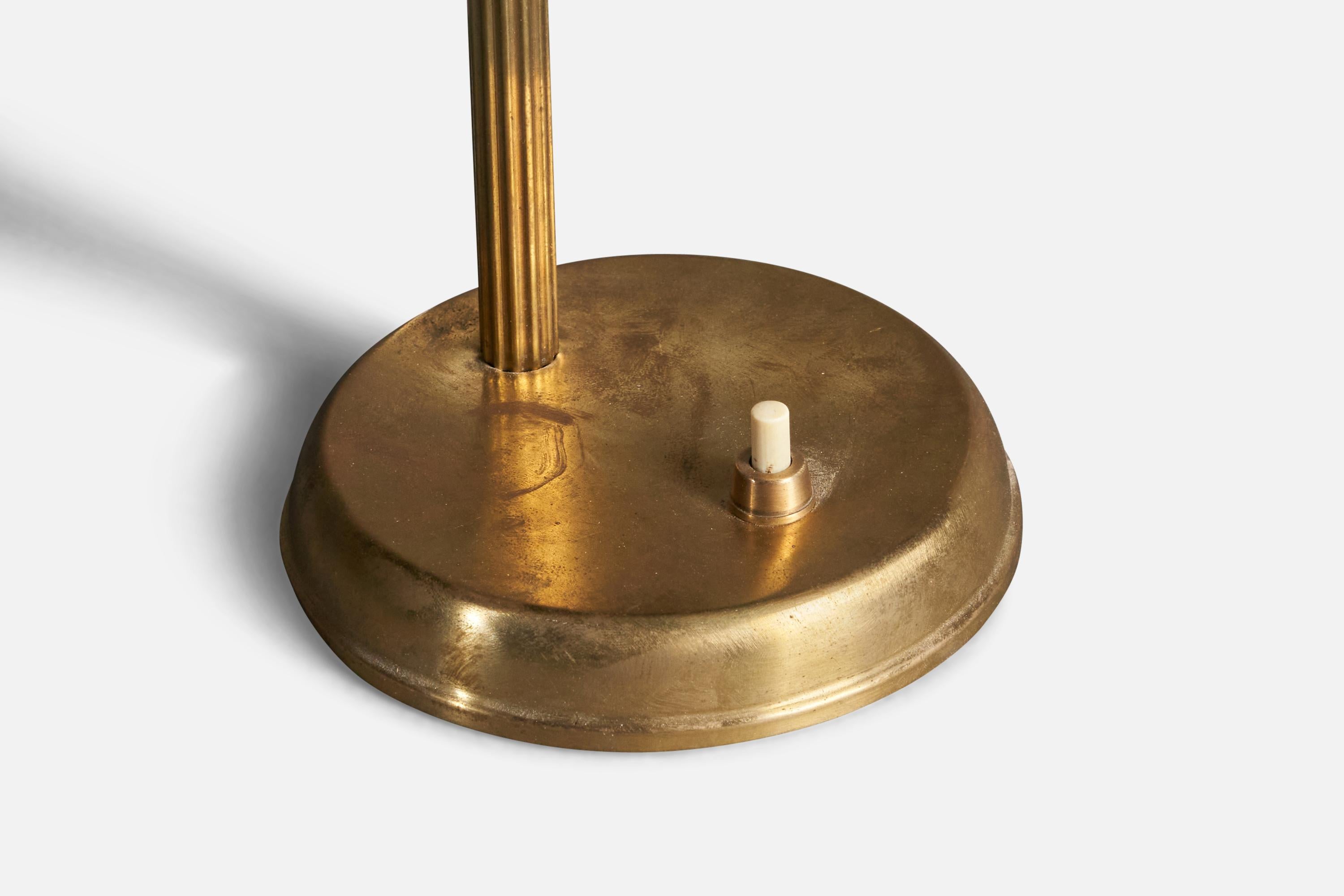Swedish Danish Designer, Adjustable Modernist Table Lamp, Brass, Denmark, 1940s For Sale