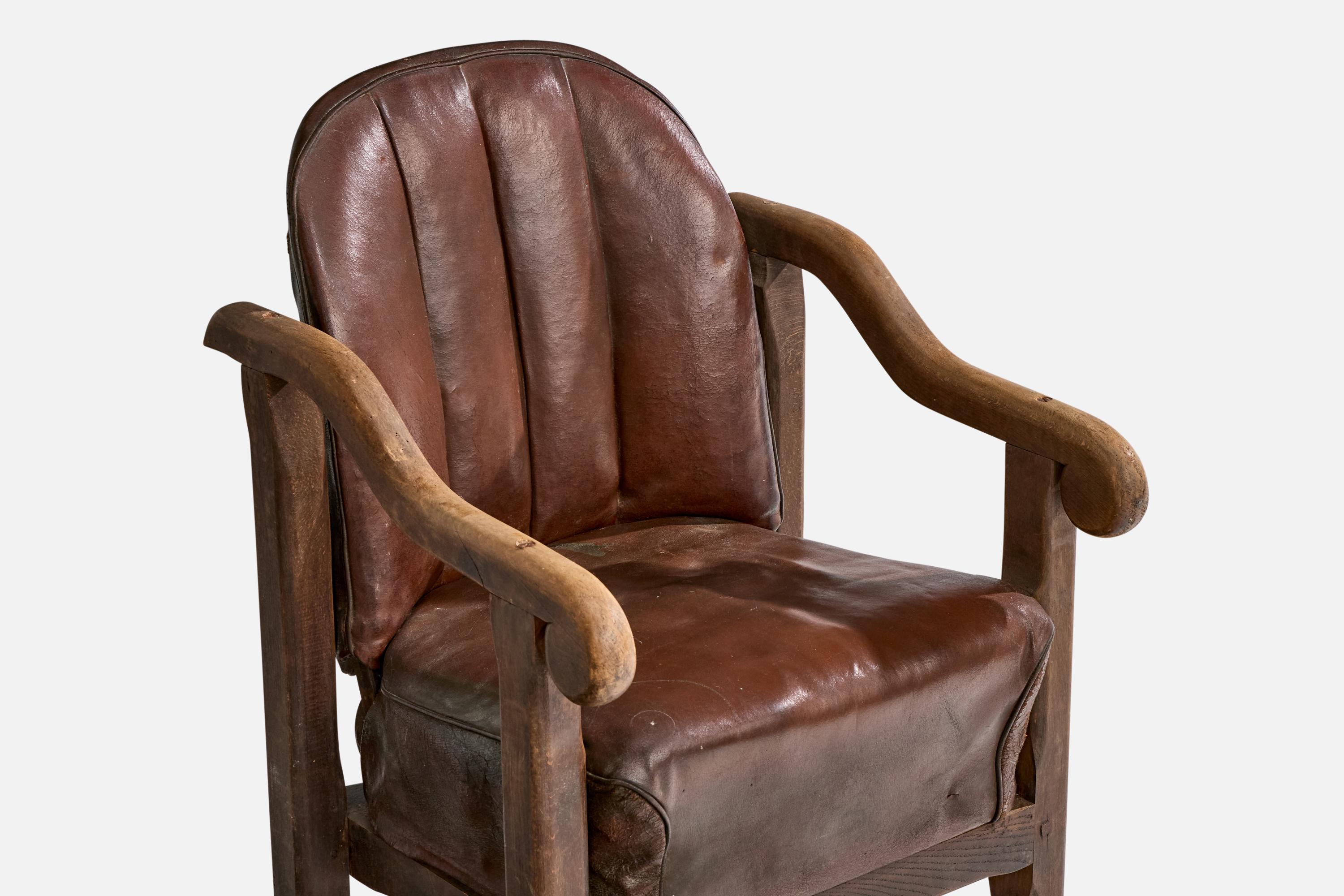 Design/One, fauteuil, Beeche, cuir, Danemark, années 1920 en vente 4