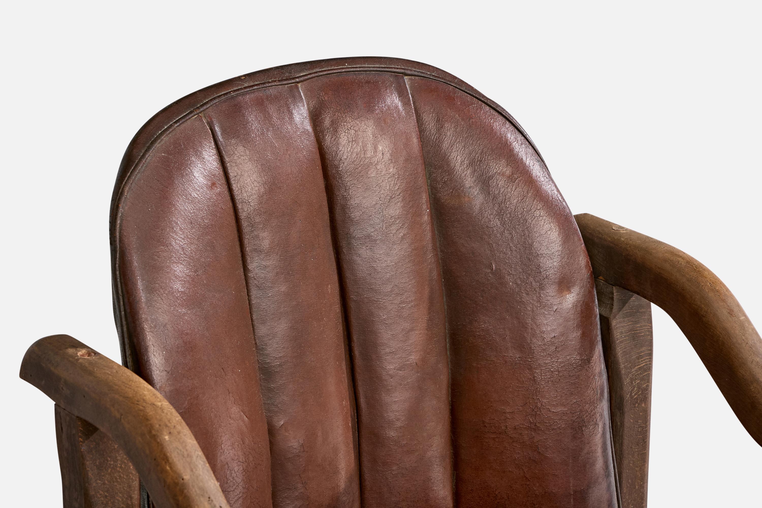 Design/One, fauteuil, Beeche, cuir, Danemark, années 1920 en vente 5
