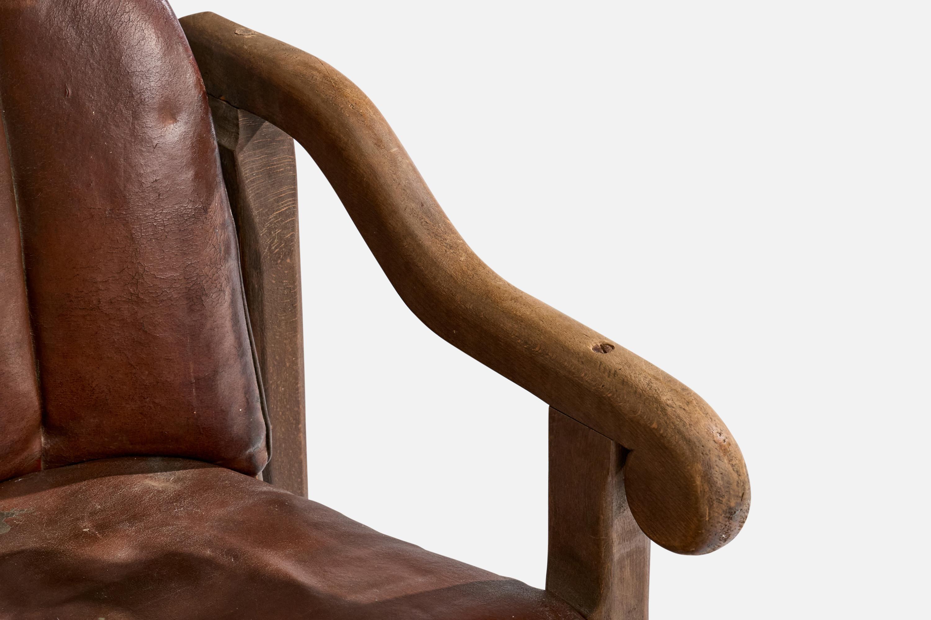Design/One, fauteuil, Beeche, cuir, Danemark, années 1920 en vente 7