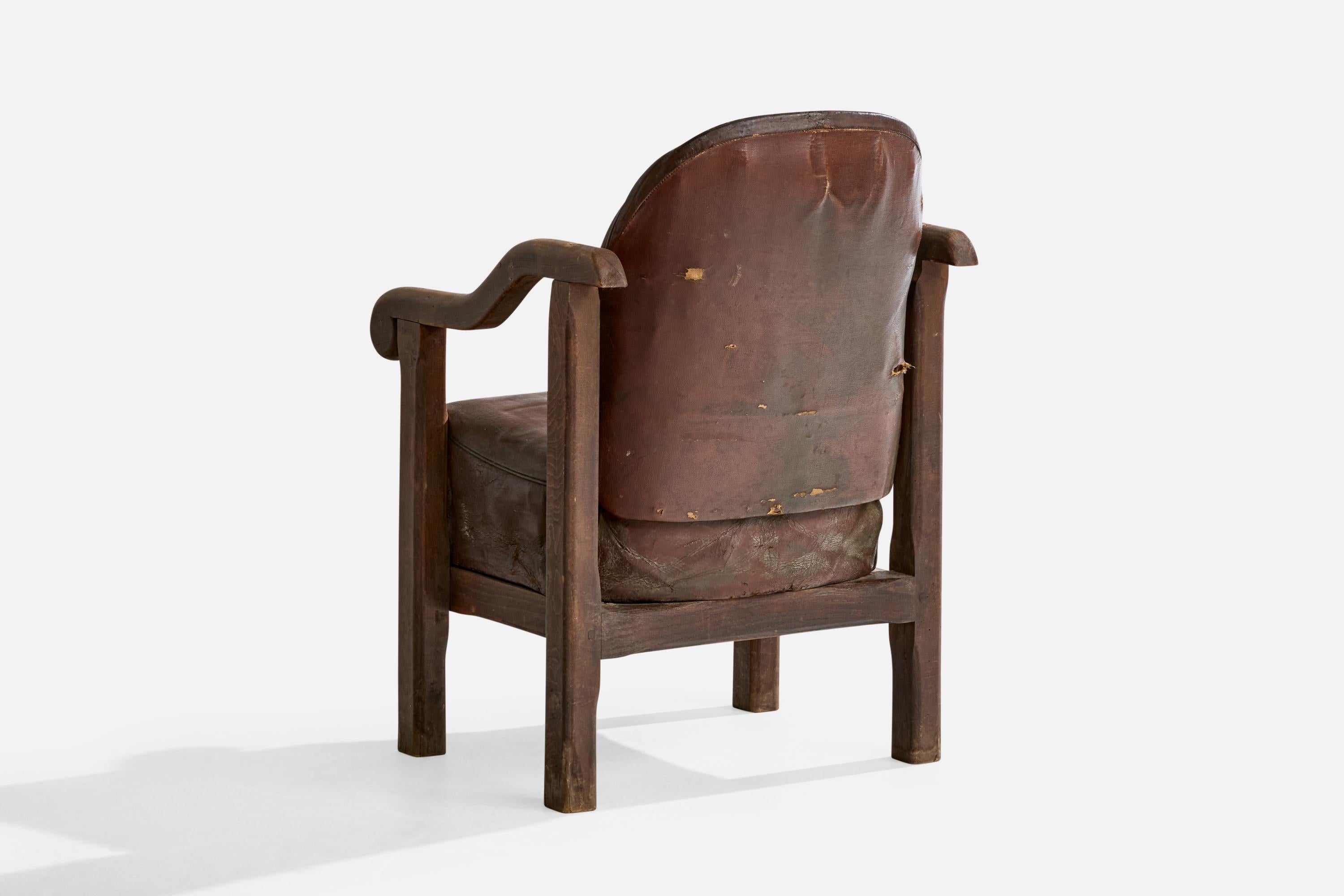 Design/One, fauteuil, Beeche, cuir, Danemark, années 1920 en vente 2