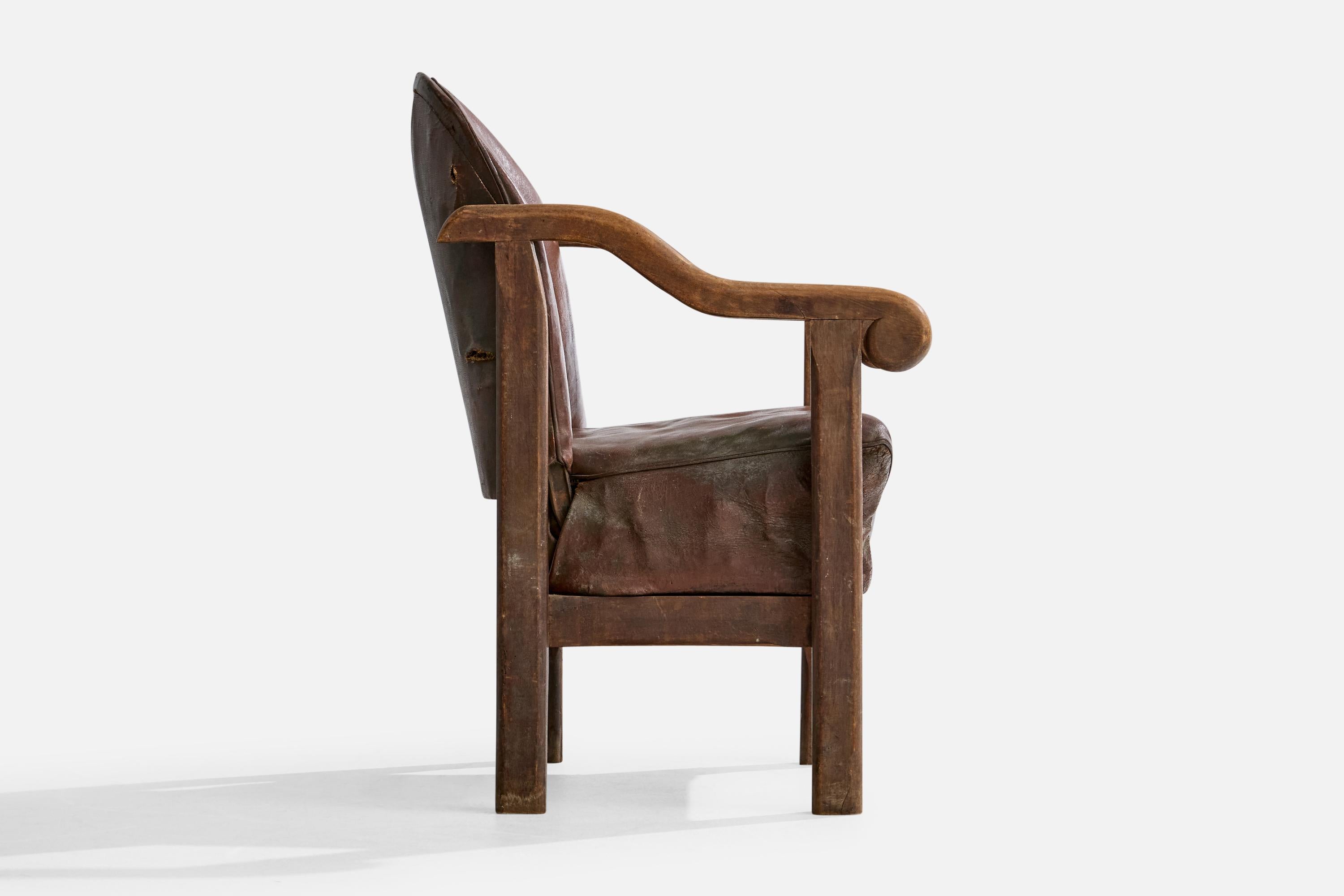Design/One, fauteuil, Beeche, cuir, Danemark, années 1920 en vente 3