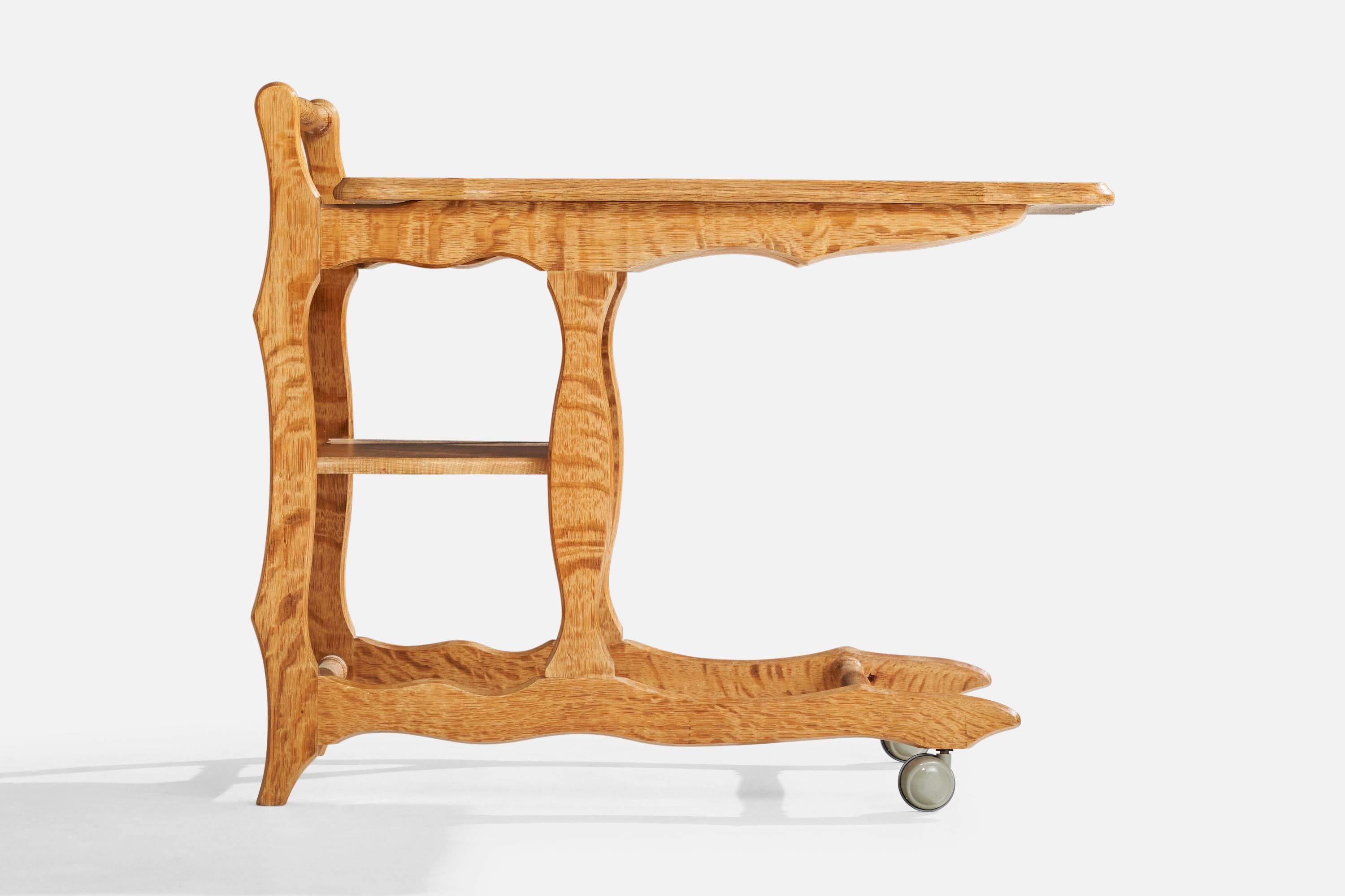 Dänischer Designer, Barwagen, Eiche, Keramik, Dänemark, 1960er Jahre im Angebot 4