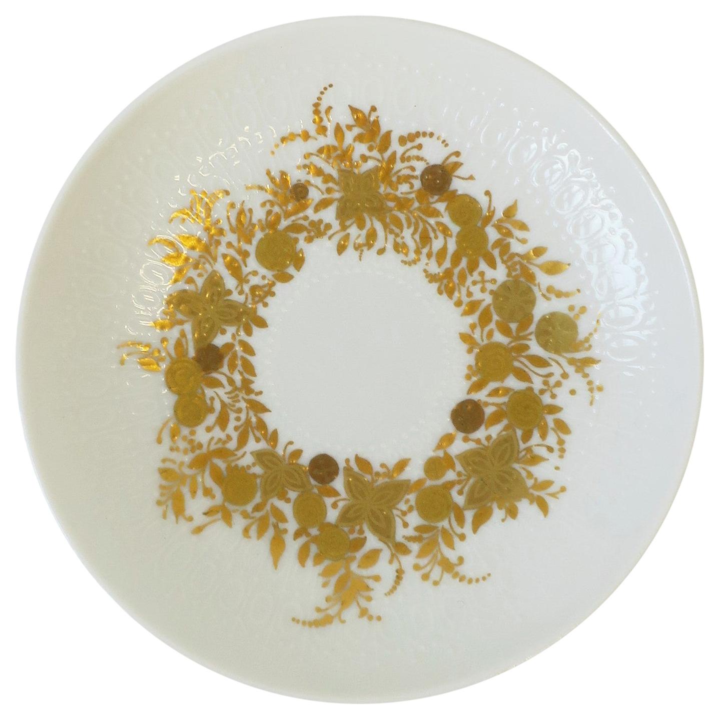 Diseñador danés Bjorn Wiinblad Plato joyero blanco y dorado Rosenthal Studio-Line
