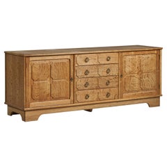 Dänischer Designer, Schrank, Eiche, Messing, Dänemark, 1940er Jahre