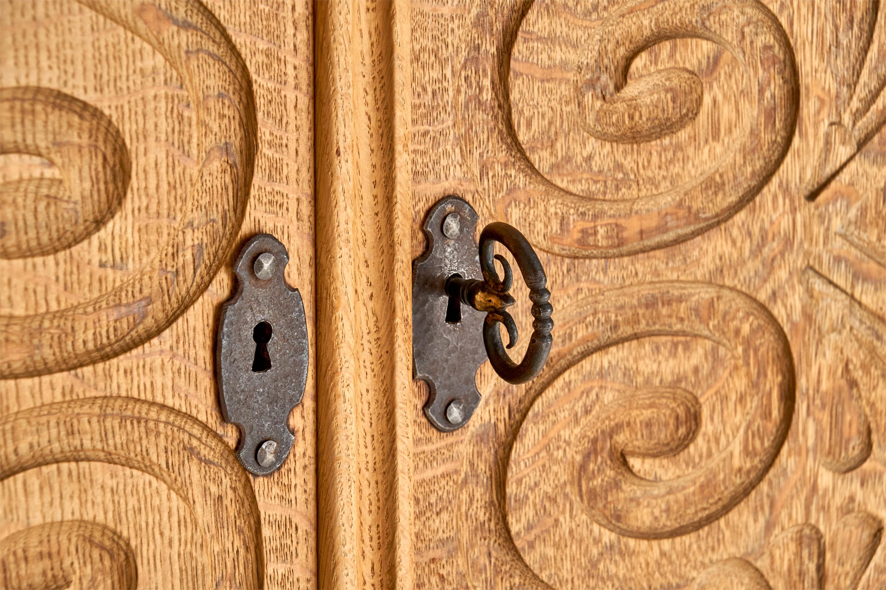 Danish Designer, Cabinet, Oak, Iron, Denmark, 1960s For Sale 6