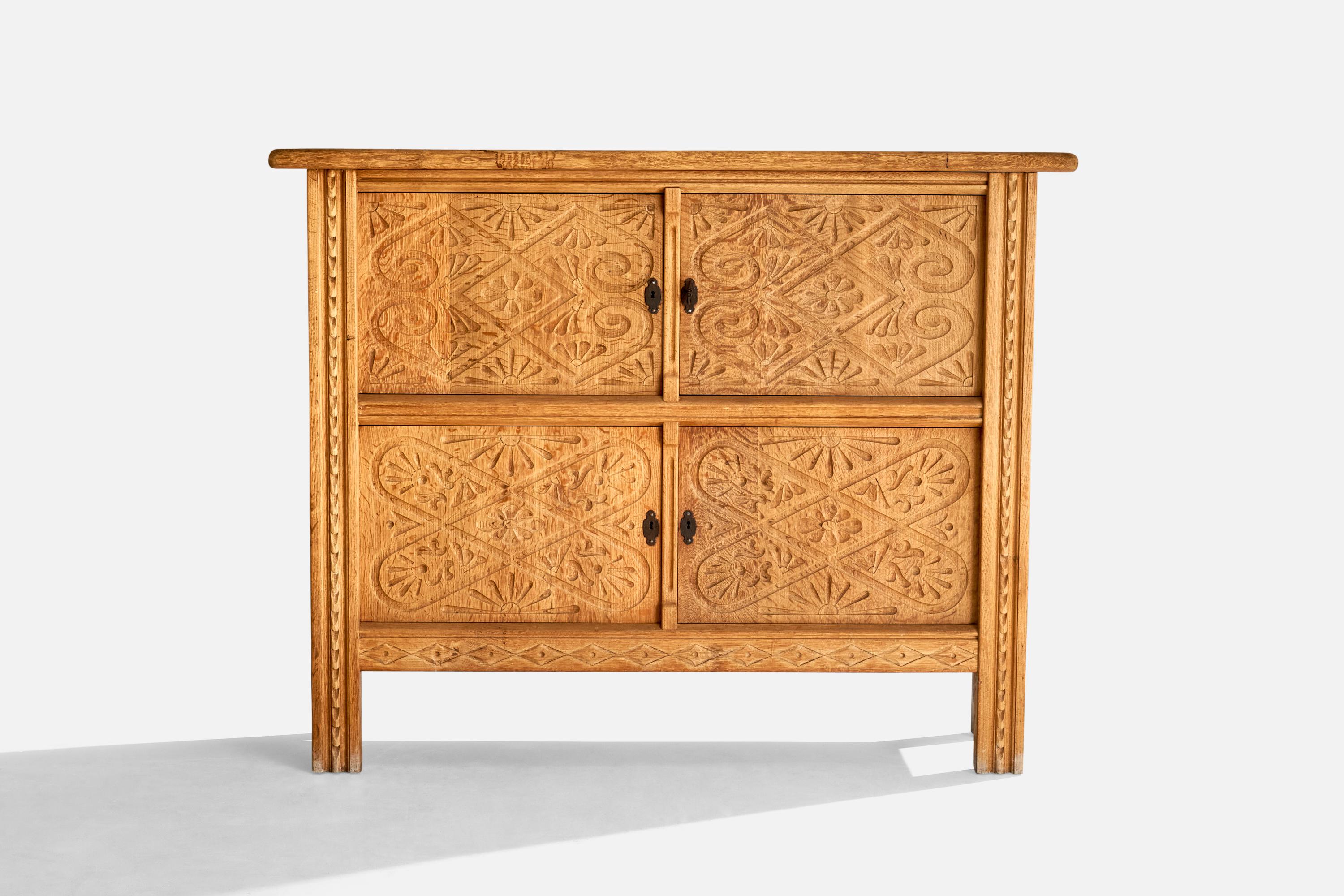 Scandinavian Modern Danish Designer, Cabinet, Oak, Iron, Denmark, 1960s For Sale