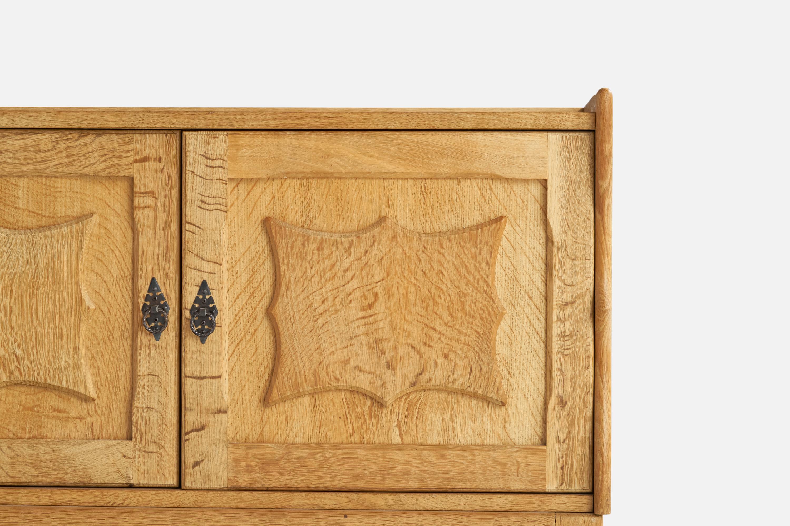 Mid-20th Century Danish Designer, Cabinet, Oak, Iron, Denmark, 1960s For Sale
