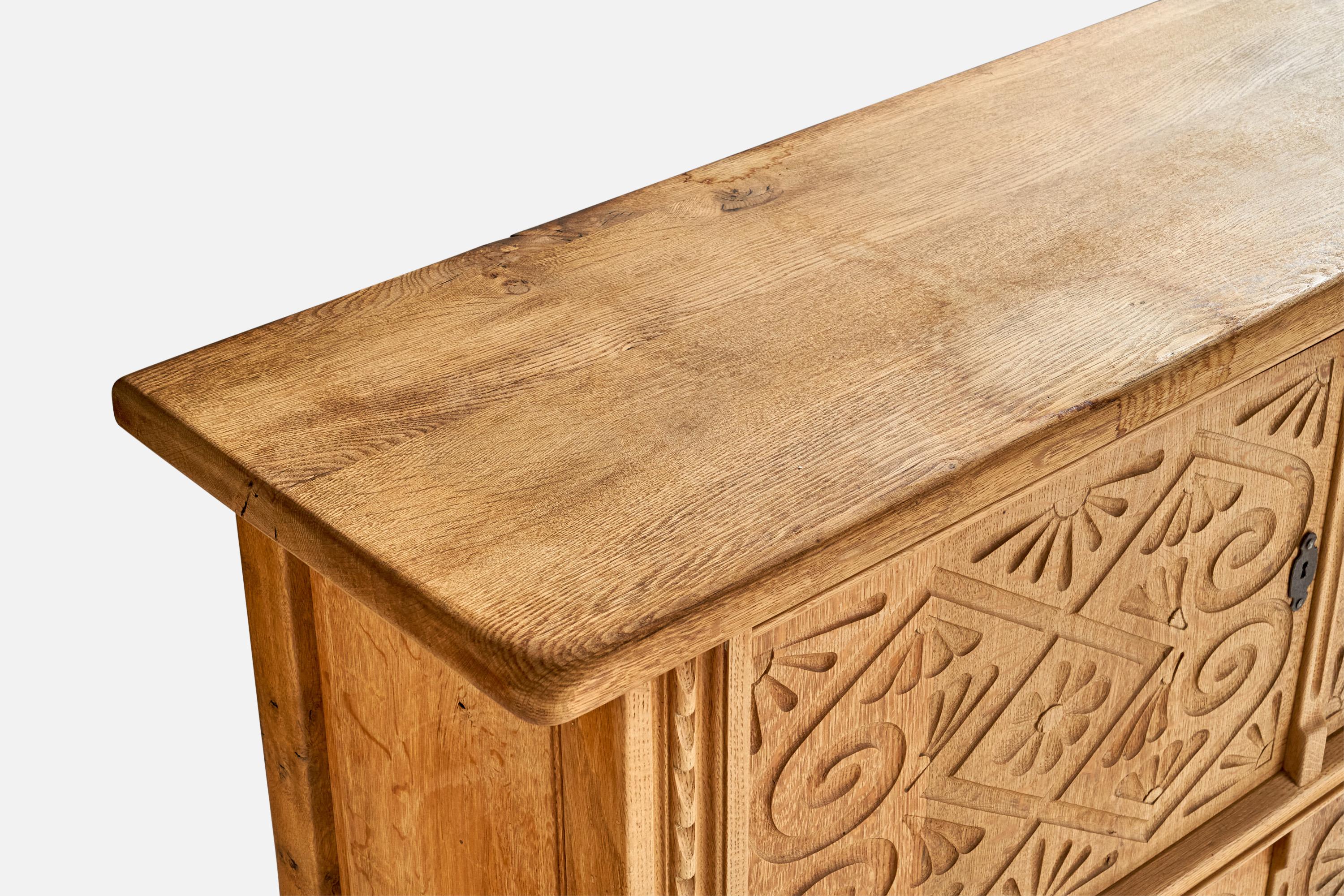 Danish Designer, Cabinet, Oak, Iron, Denmark, 1960s In Good Condition For Sale In High Point, NC