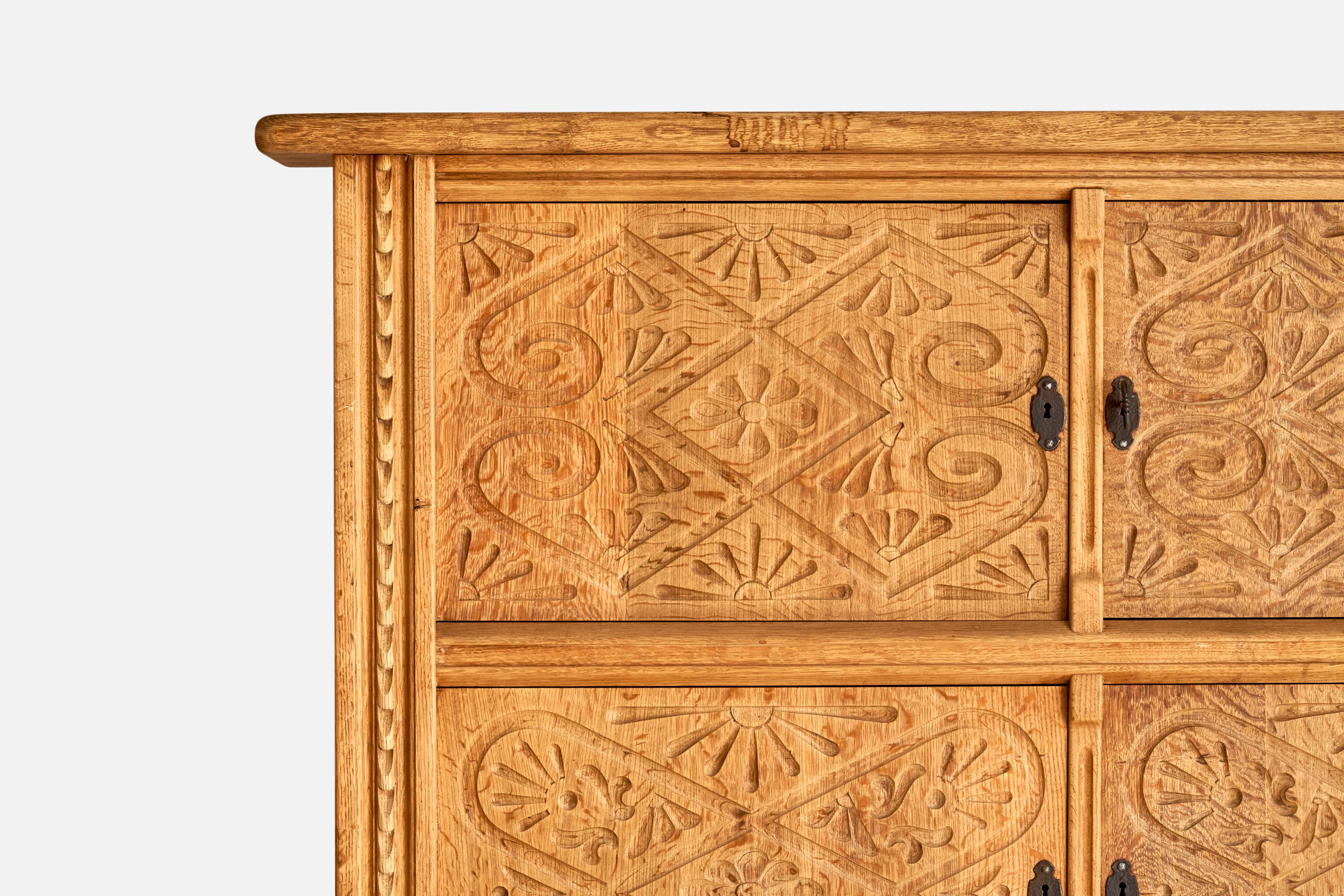 Danish Designer, Cabinet, Oak, Iron, Denmark, 1960s For Sale 2