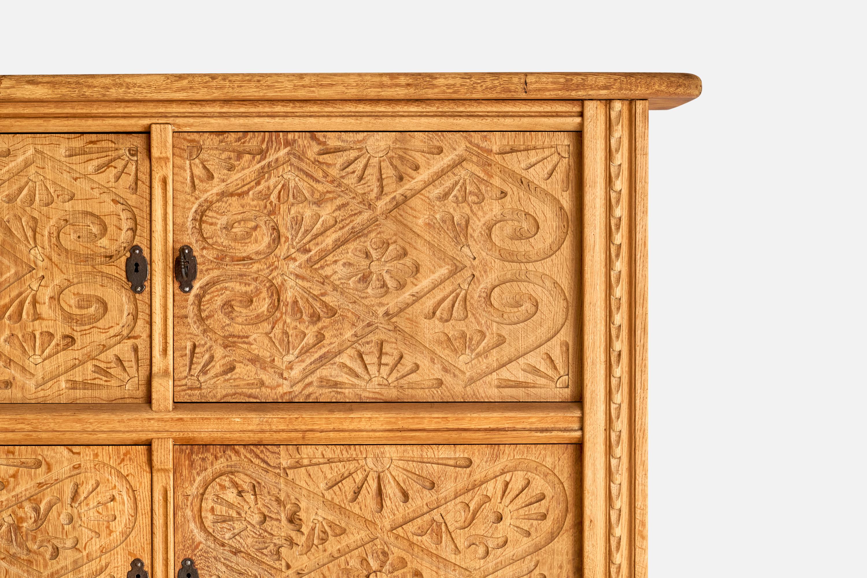 Danish Designer, Cabinet, Oak, Iron, Denmark, 1960s For Sale 3