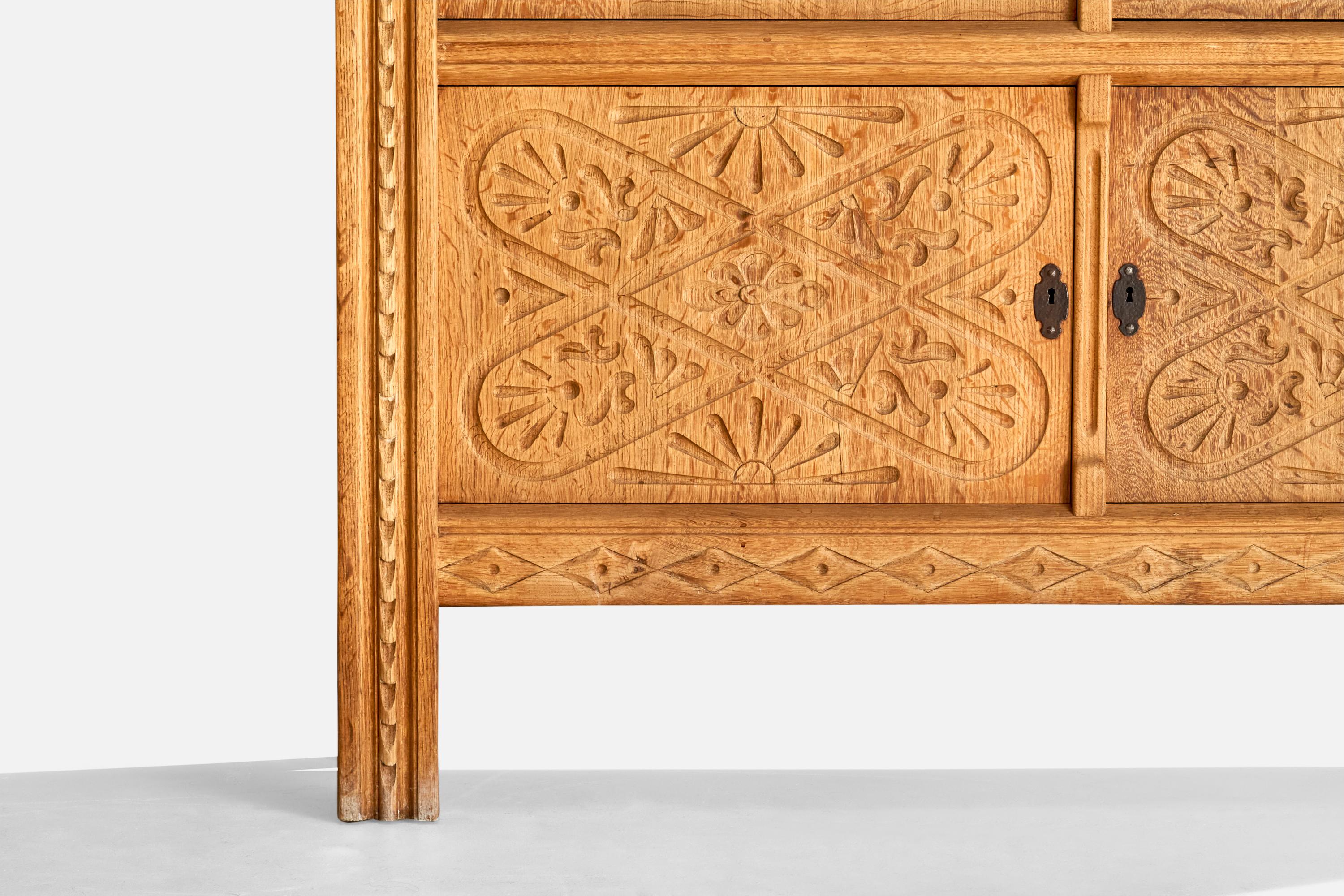 Danish Designer, Cabinet, Oak, Iron, Denmark, 1960s For Sale 4