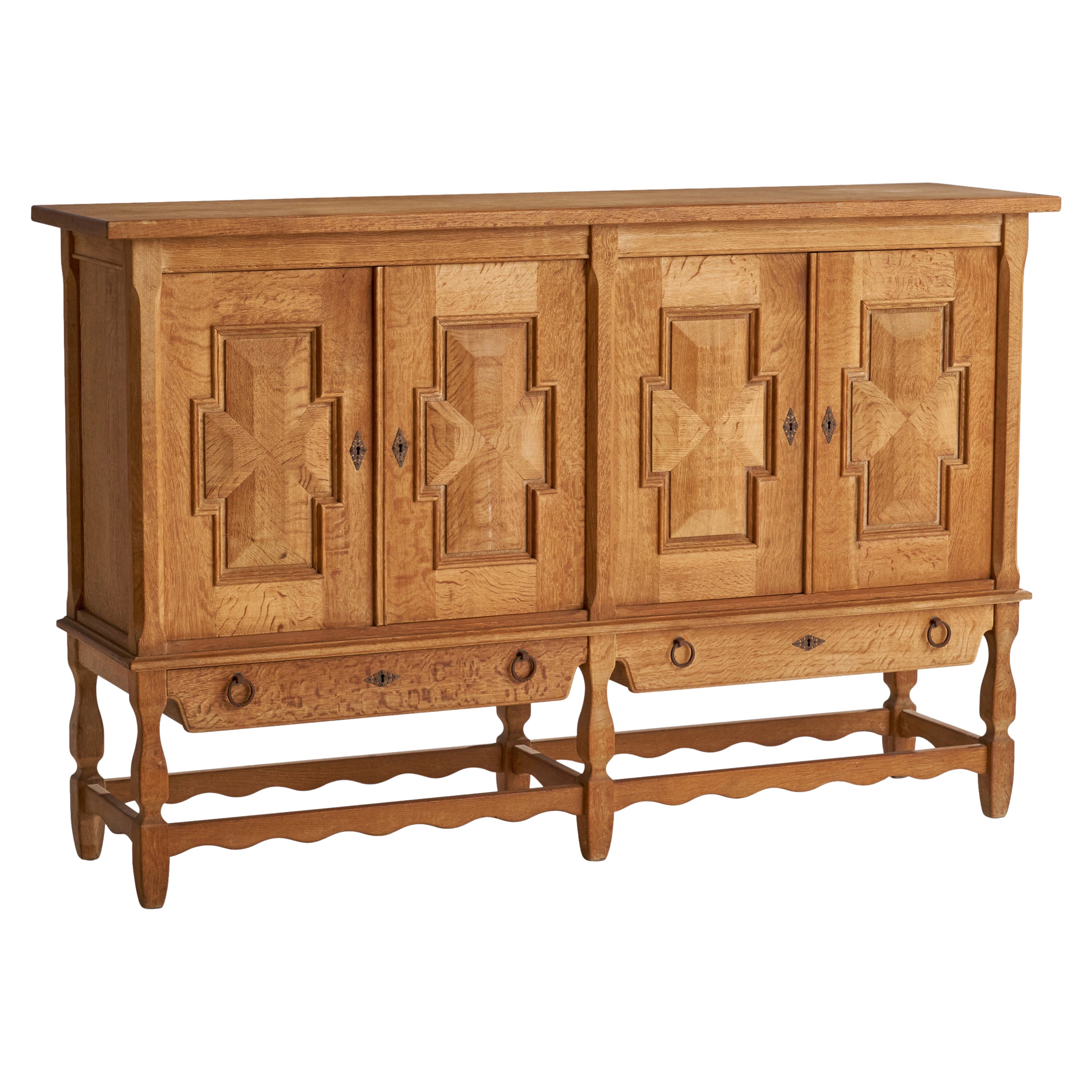 Armadio di design danese, Oak, ferro, Danimarca, anni '1960