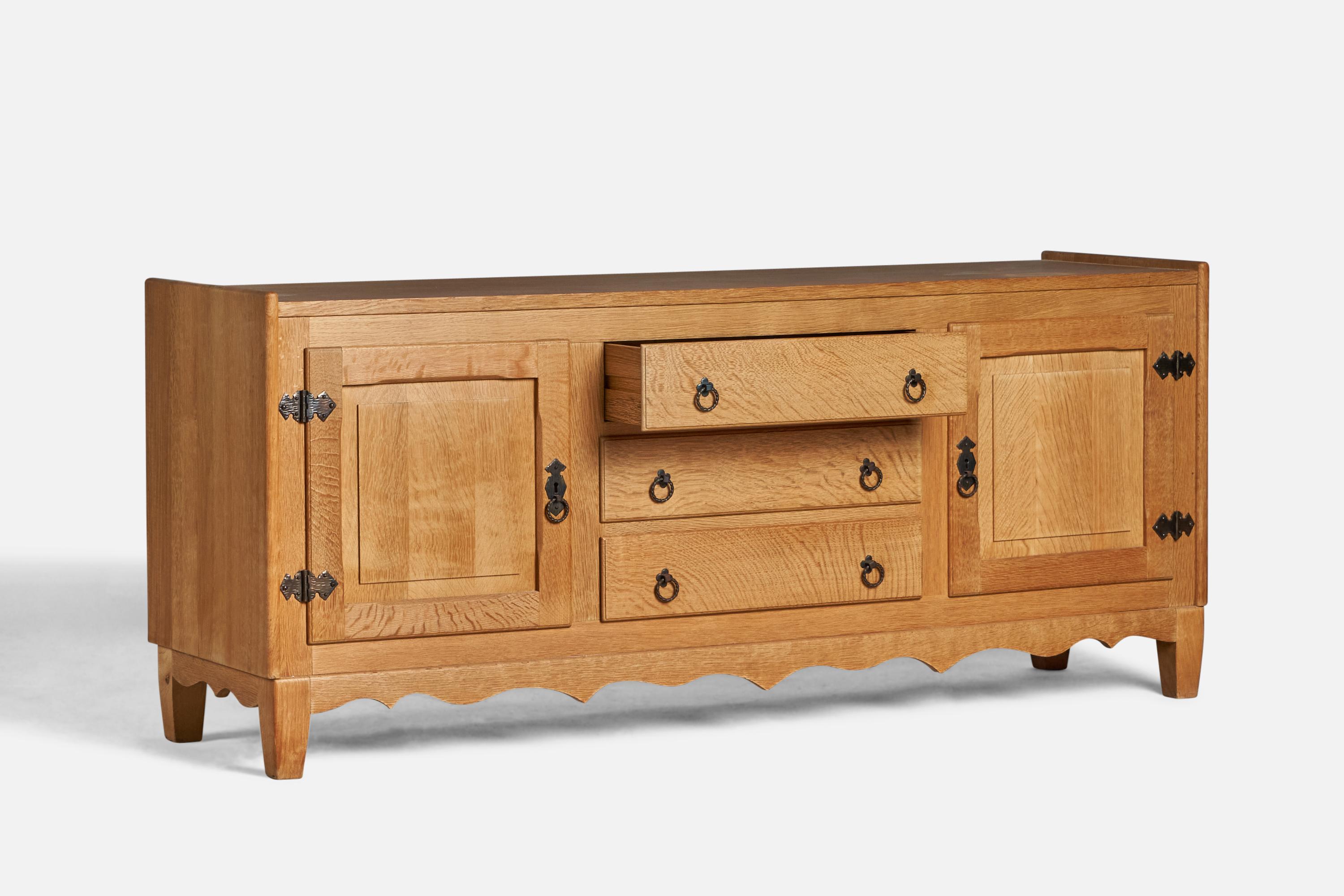 Mid-Century Modern Danish Designer, Cabinet, Oak, Metal, Denmark, 1950s For Sale