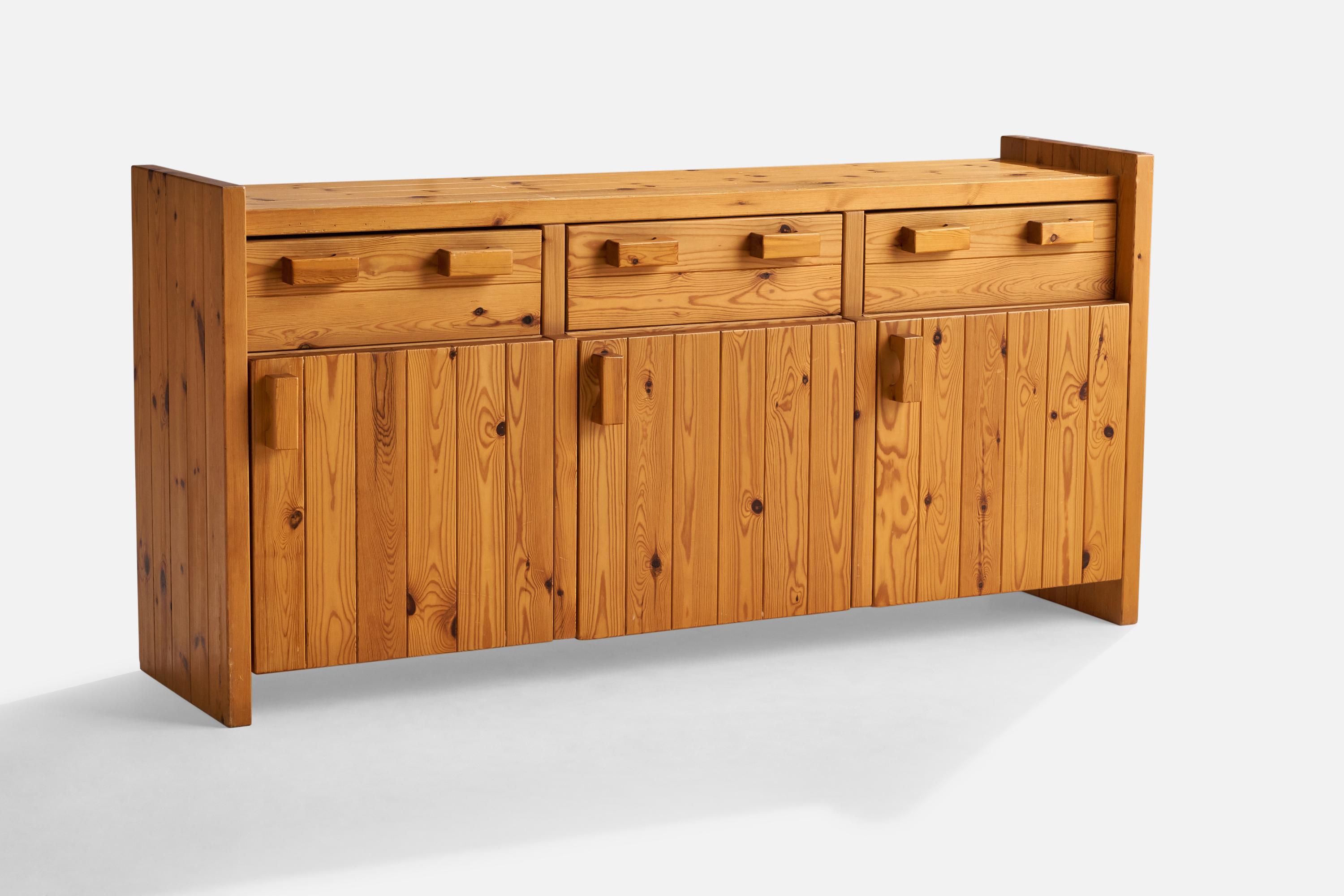 A pine cabinet designed and produced in Denmark, c. 1970s.
