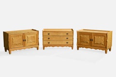 Danish Designer, Cabinets, Oak, Iron, Denmark, 1960s