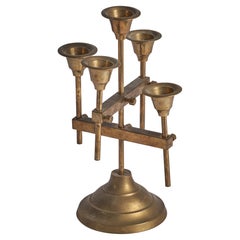 Danish Designer, Candelabra, Brass, Denmark, 1940s
