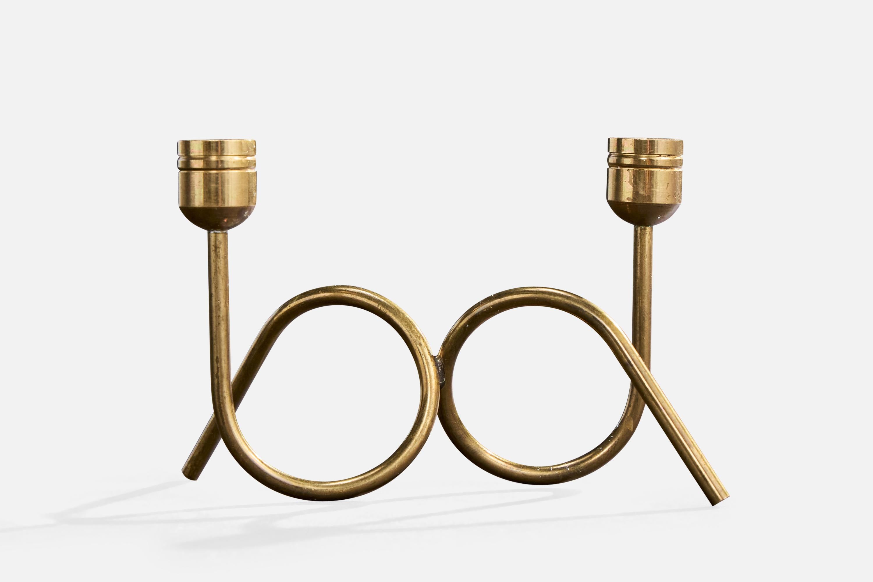 Dänischer Designer, Kandelaber, Messing, Dänemark, 1950er Jahre im Zustand „Gut“ im Angebot in High Point, NC