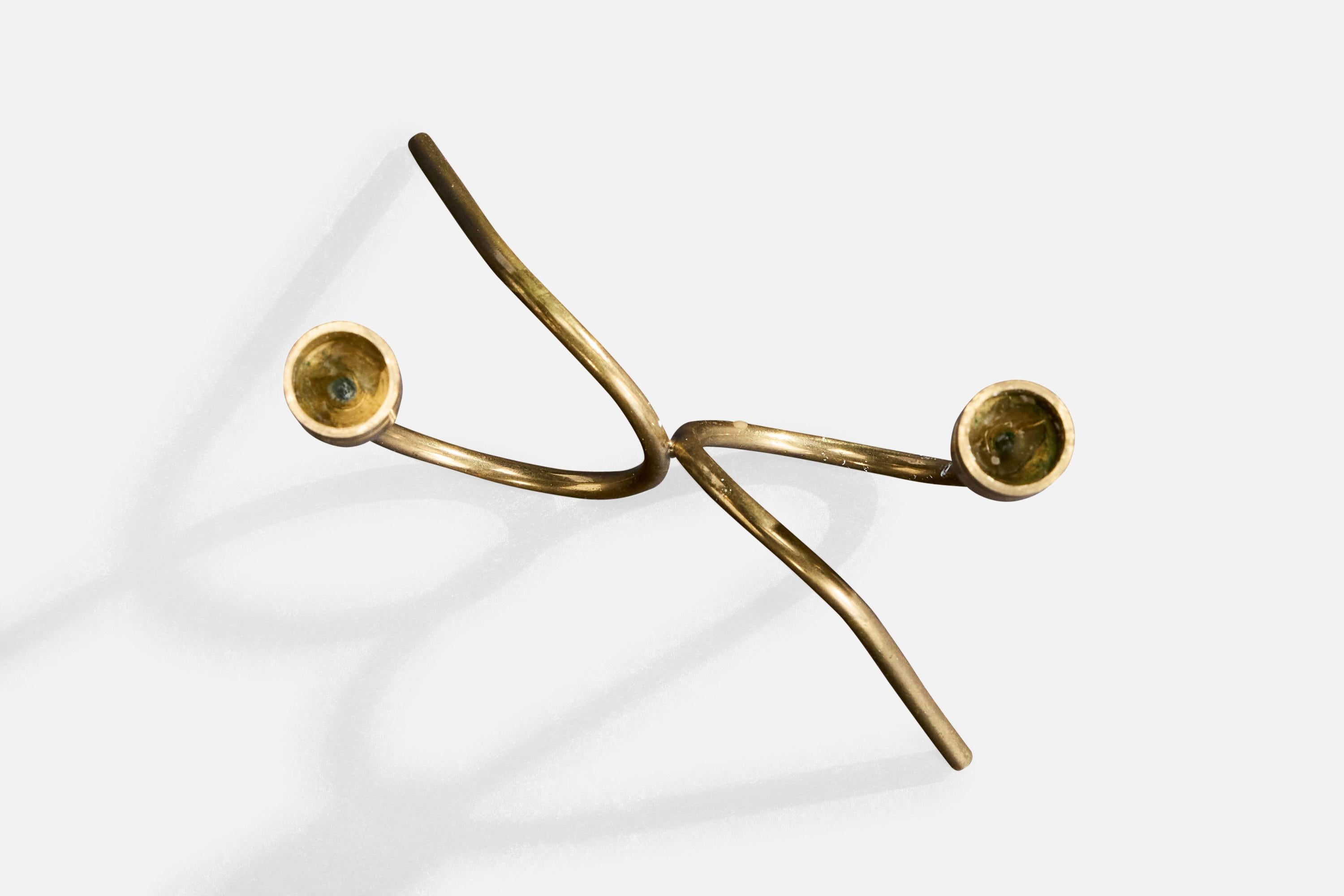 Dänischer Designer, Kandelaber, Messing, Dänemark, 1950er Jahre (Mitte des 20. Jahrhunderts) im Angebot