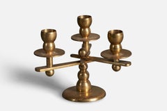 Danish Designer, Candelabra, Brass, Denmark, 1960s