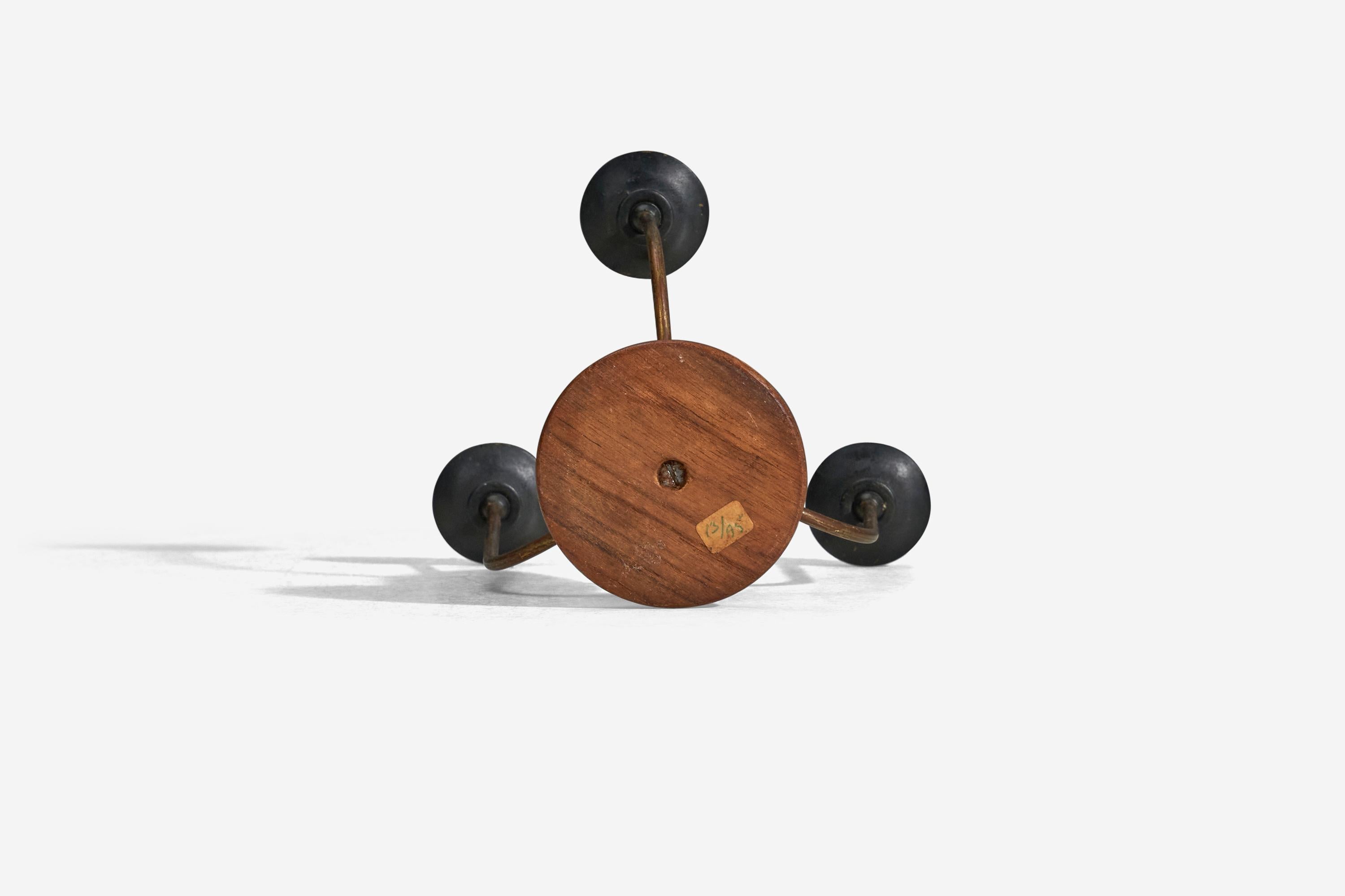 Danese Designer danese, candelabro, ottone, teak, Danimarca, anni '40 in vendita