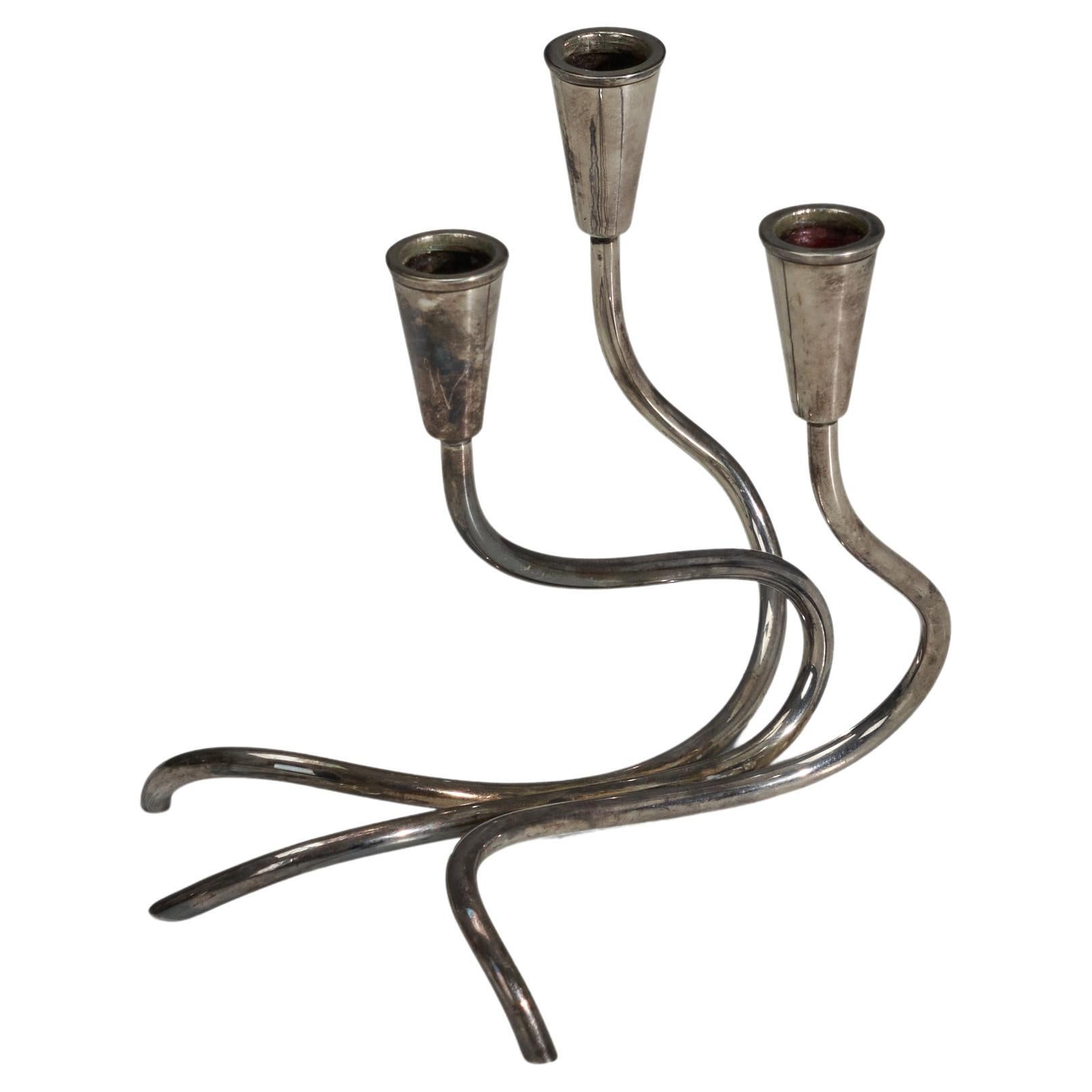 Danish Designer, Candelabra, Silver Plate, Denmark, 1940s