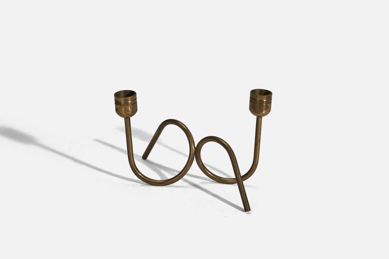 Danish Designer, Candle Holders, Brass, Denmark, 1940s For Sale at 1stDibs