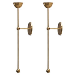 Danish Designer, Candle Sconces, Brass, Denmark, 1940s  