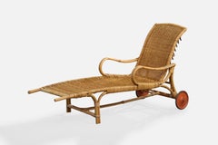 Danish Designer, Chaise Longue, Bamboo, Rattan, Metal, Denmark, 1930s