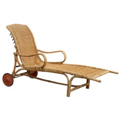 Danish Designer, Chaise Longue, Bamboo, Rattan, Metal, Denmark, 1930s