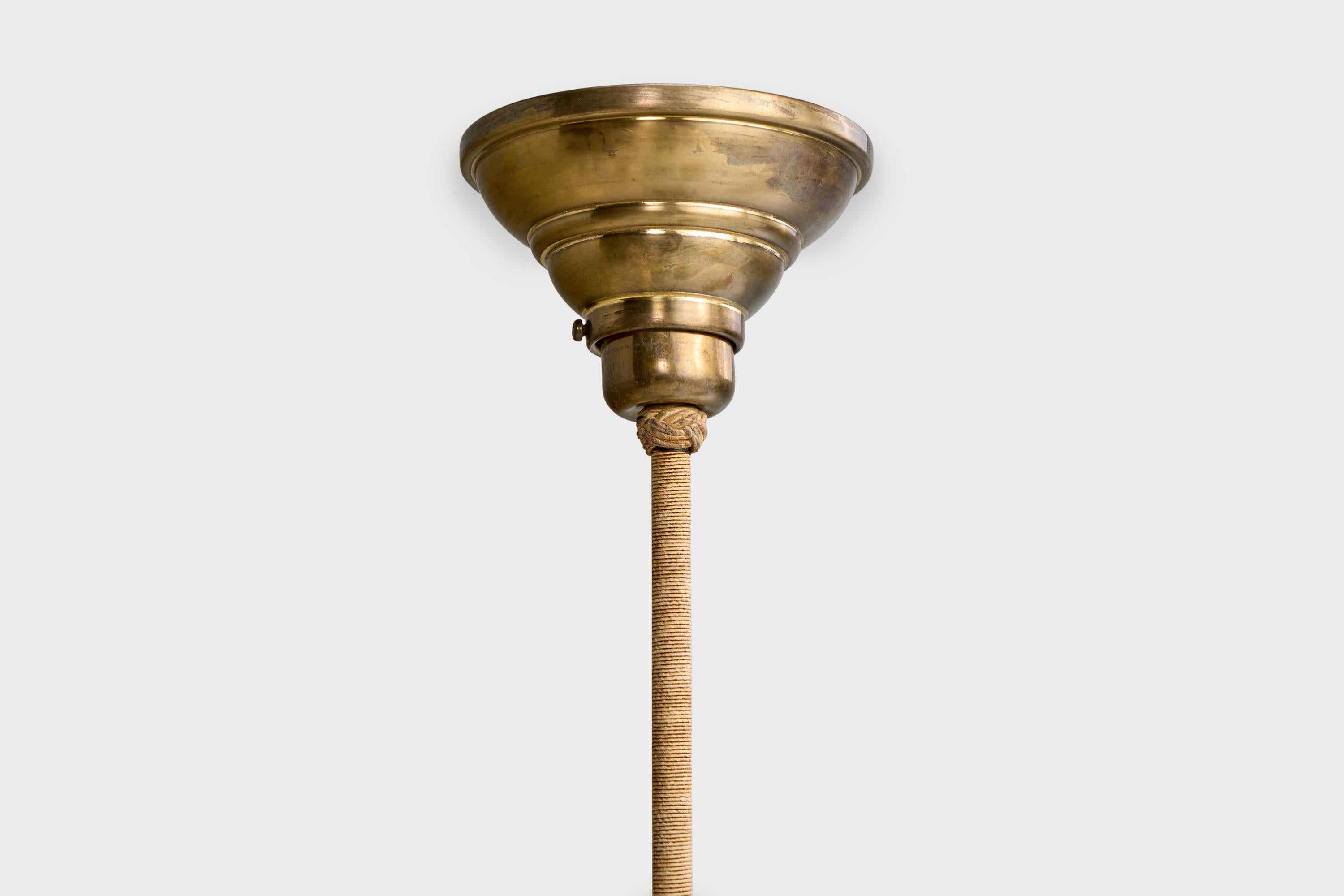 Designer danois, lustre, laiton, Corde, Fabrice, Danemark, années 1930 en vente 6