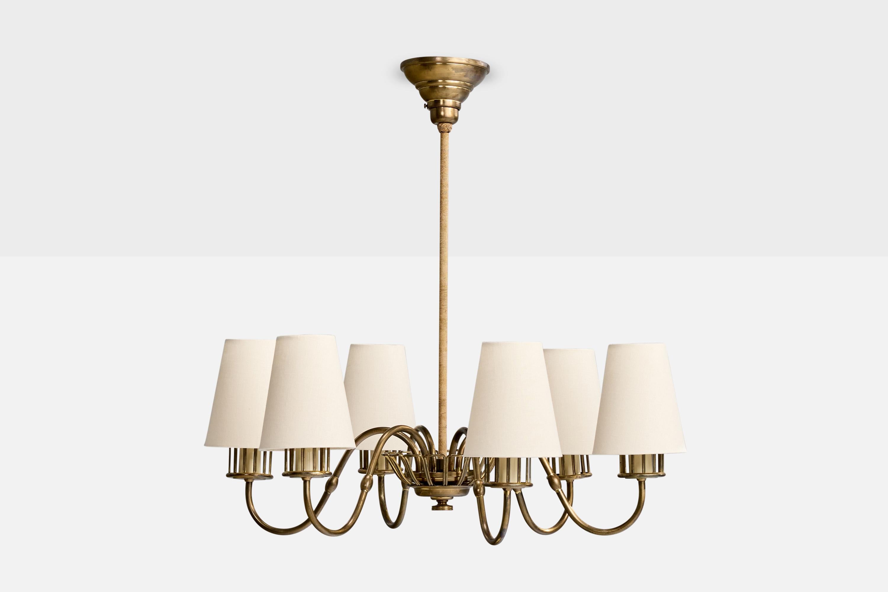 Danois Designer danois, lustre, laiton, Corde, Fabrice, Danemark, années 1930 en vente