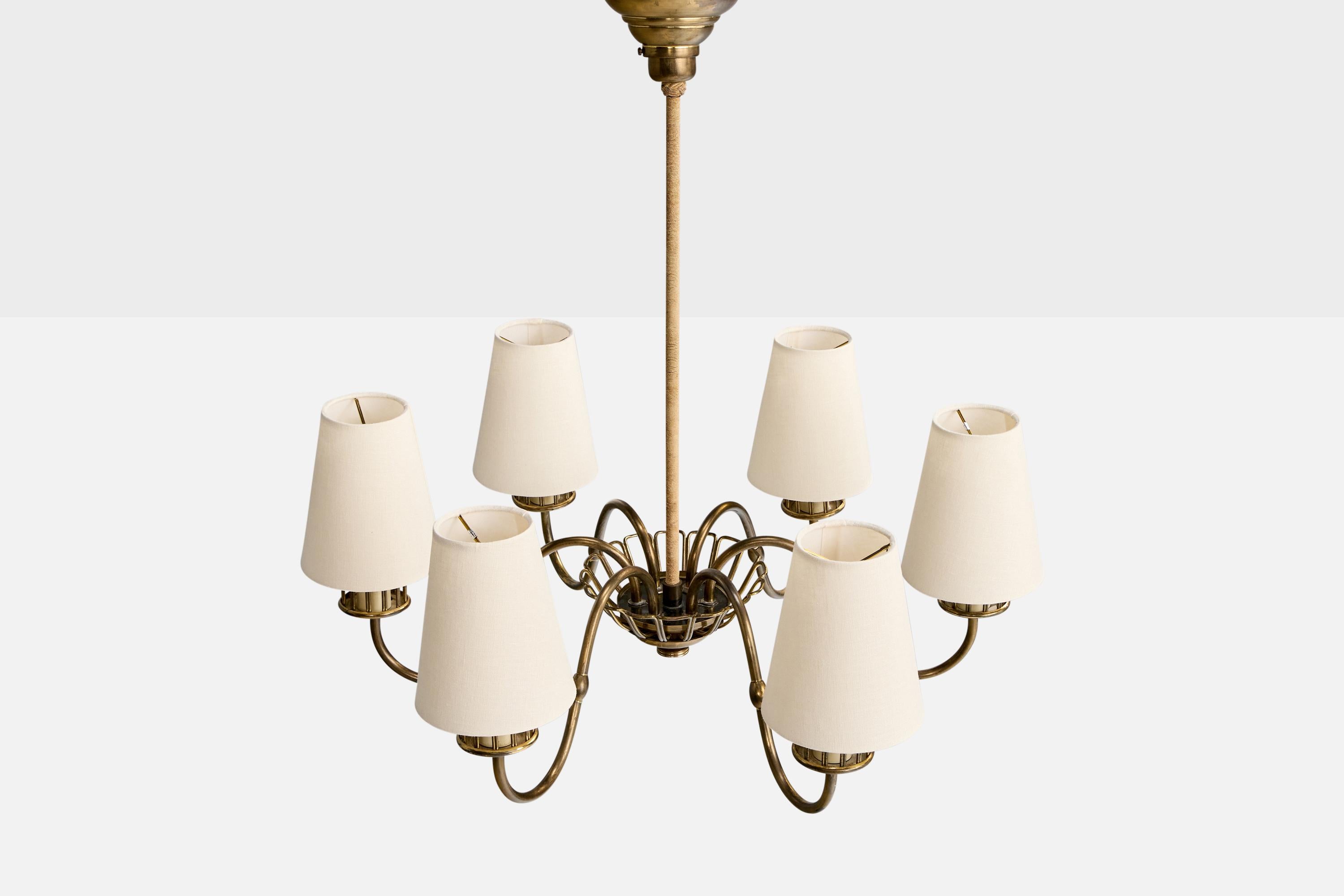 Designer danois, lustre, laiton, Corde, Fabrice, Danemark, années 1930 Bon état - En vente à High Point, NC