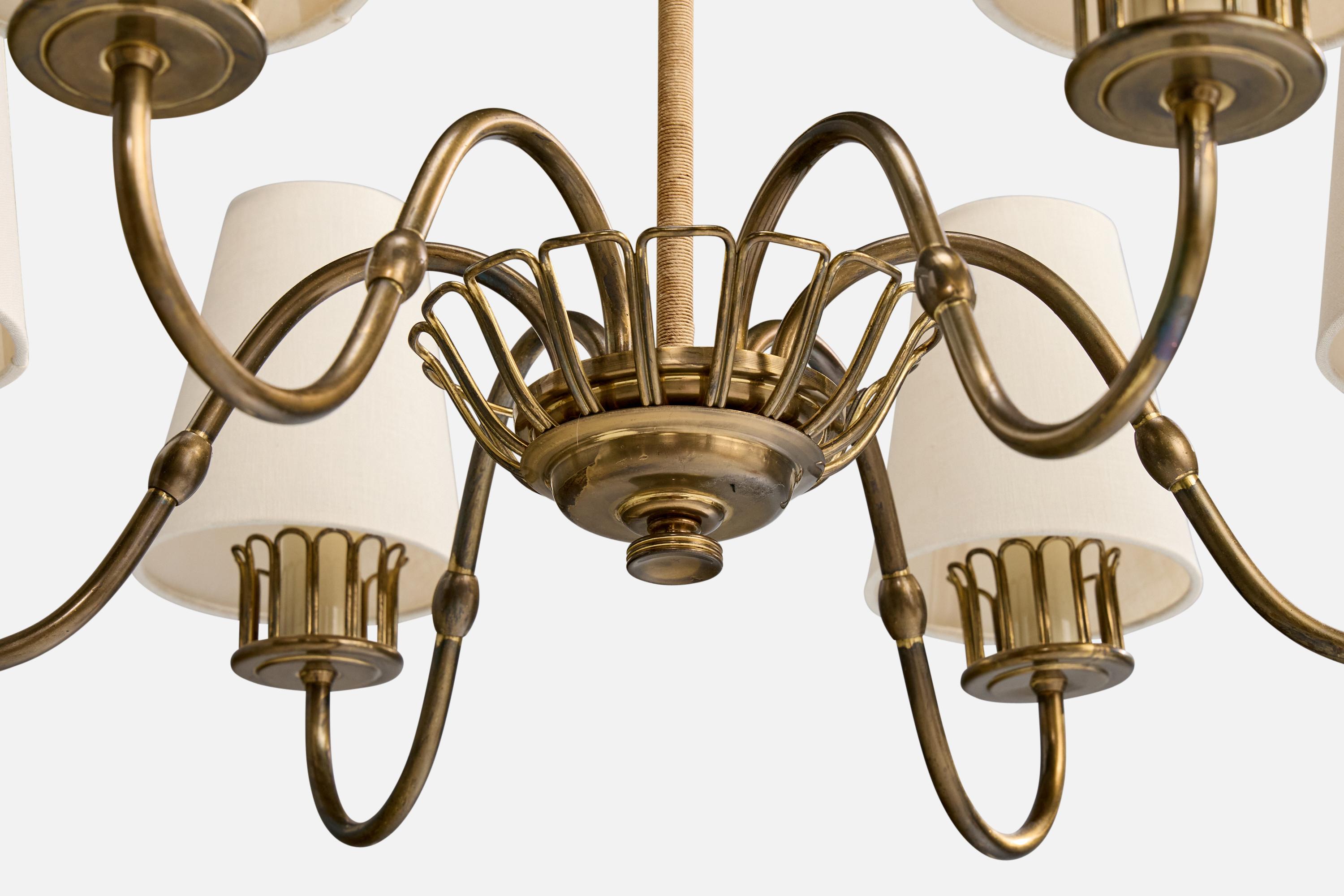 Designer danois, lustre, laiton, Corde, Fabrice, Danemark, années 1930 en vente 2