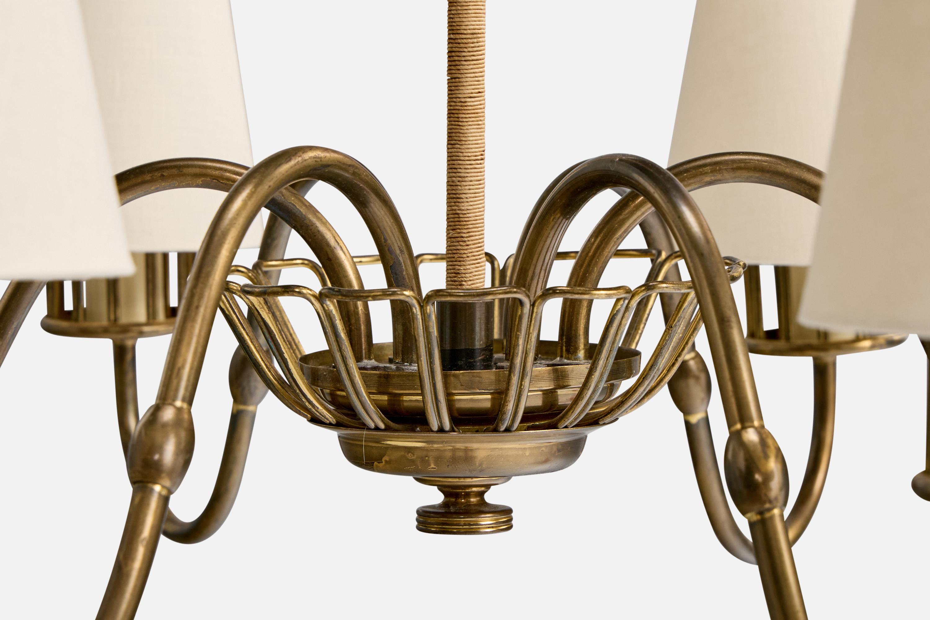 Designer danois, lustre, laiton, Corde, Fabrice, Danemark, années 1930 en vente 3