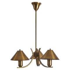 Danish Designer, Chandelier, Brass, Denmark, 1940s