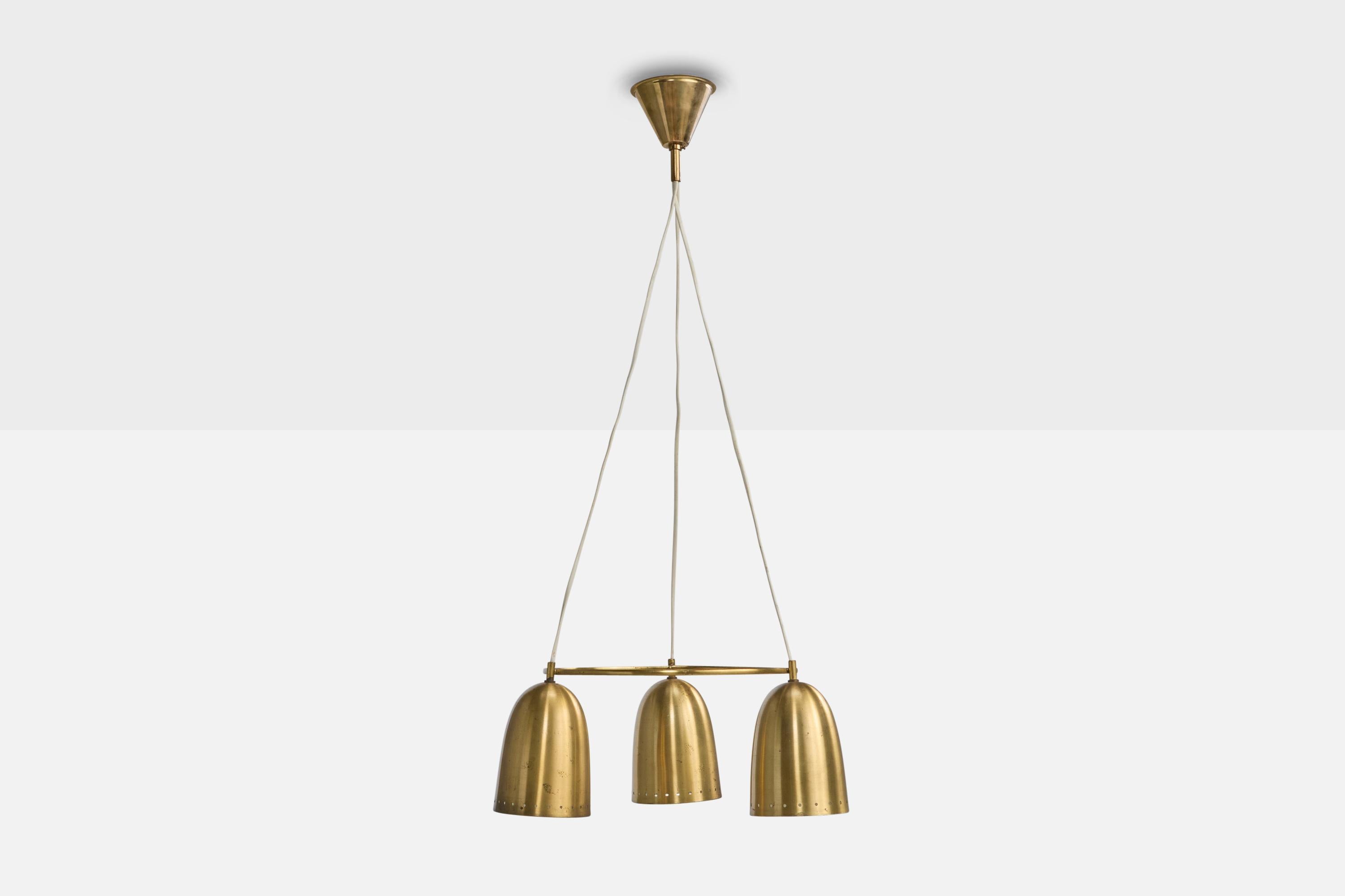 Mid-Century moderno Designer danese, lampadario, ottone, Danimarca, anni '1950 in vendita