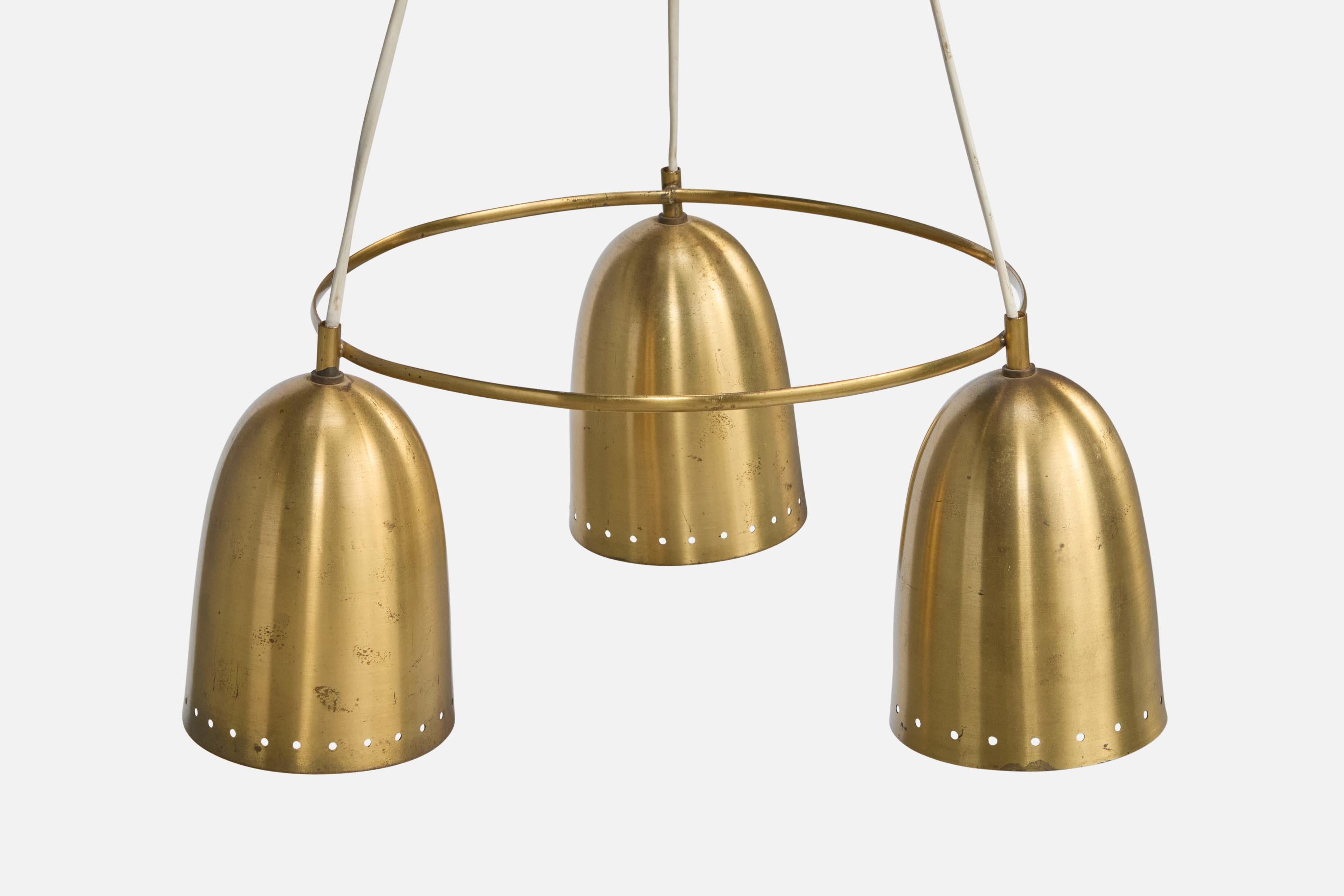 Designer danese, lampadario, ottone, Danimarca, anni '1950 In condizioni buone in vendita a High Point, NC