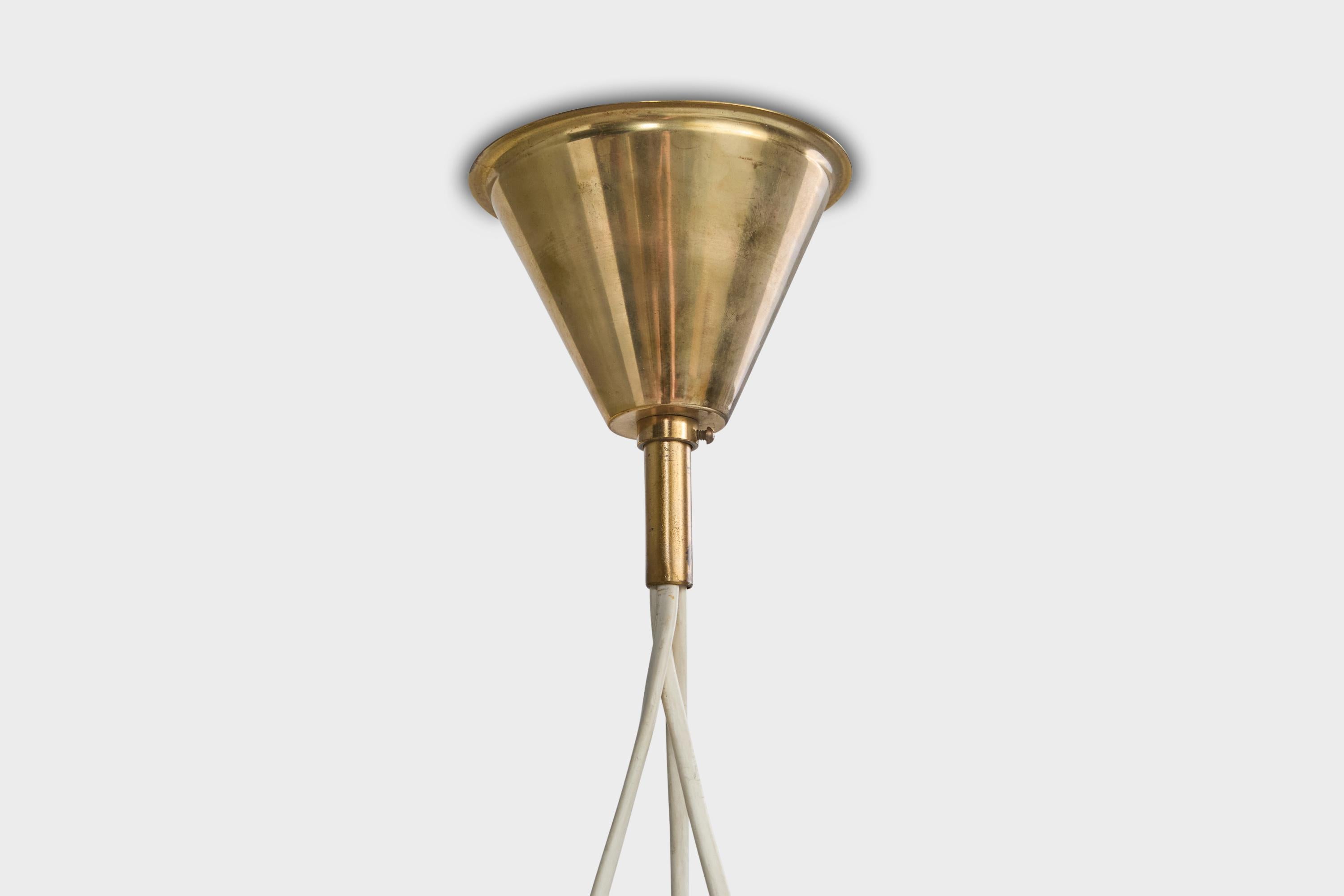 Designer danese, lampadario, ottone, Danimarca, anni '1950 in vendita 1