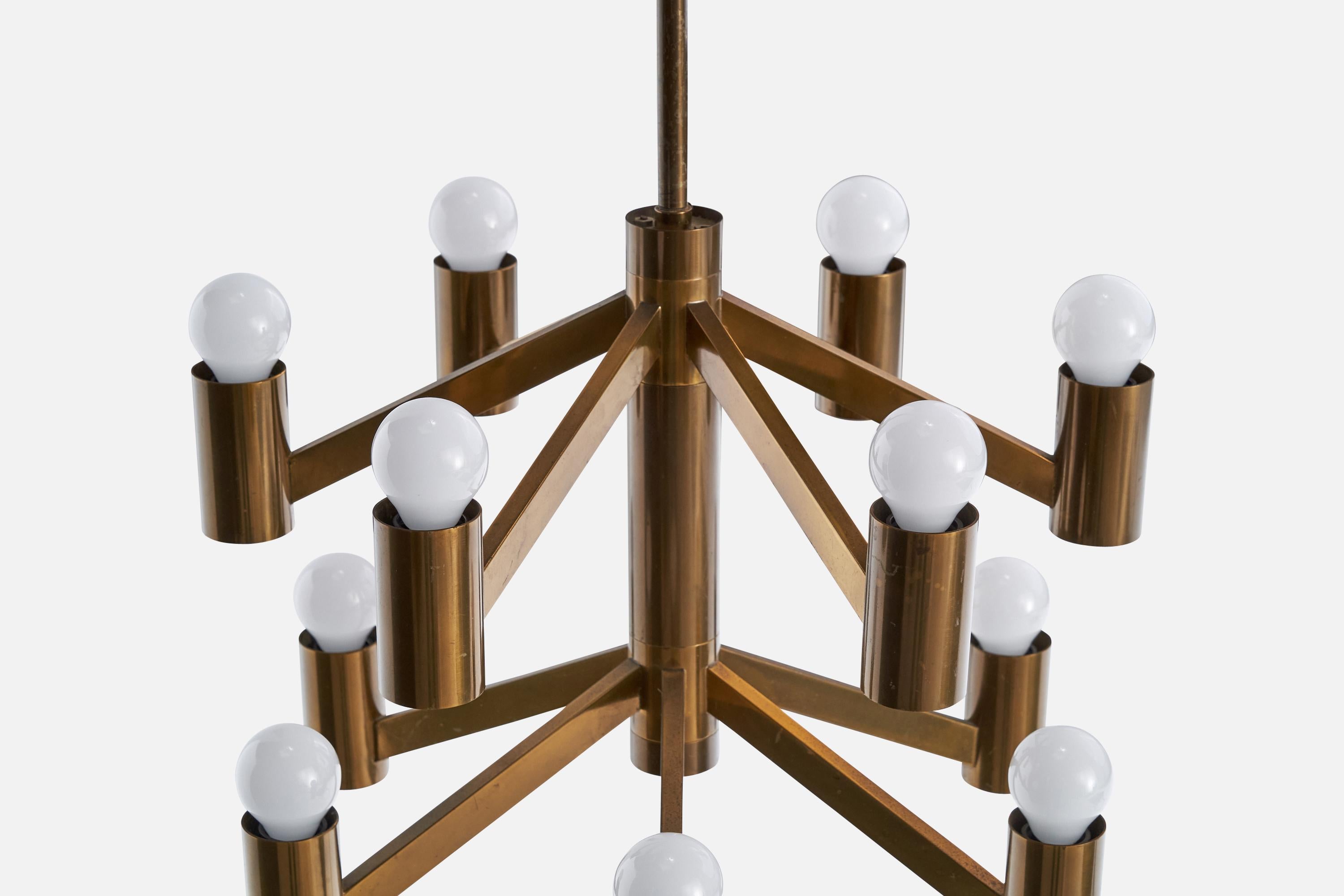 Designer danese, lampadario, ottone, Danimarca, anni '1960 in vendita 7