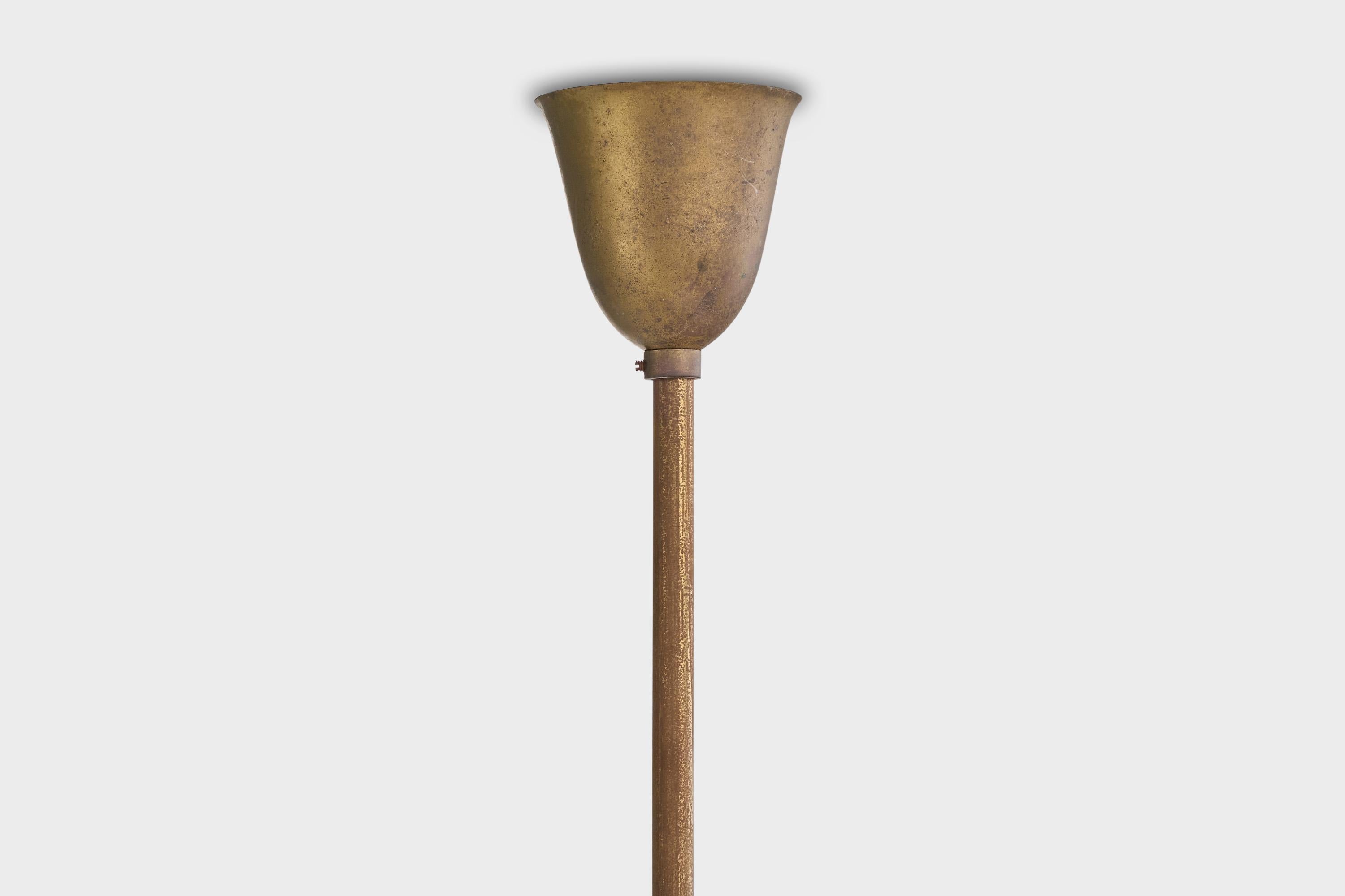 Designer danois, lustre, laiton, verre, Danemark, années 1940 en vente 3