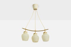 Danish Designer, Chandelier, Brass, Glass, Denmark, 1950s