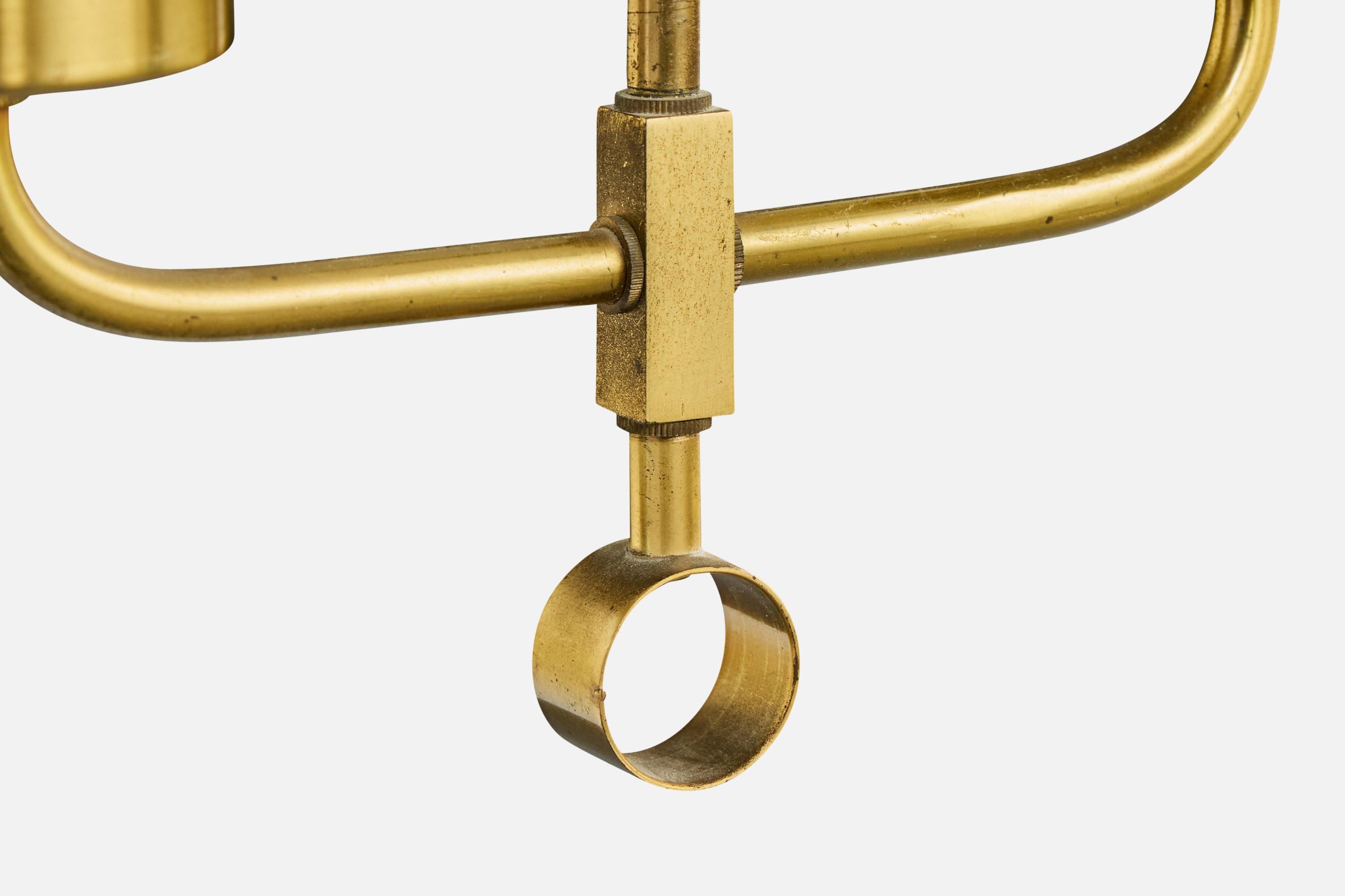 Milieu du XXe siècle Danish Designer, Chandelier, Brass, Glass, Denmark, 1950s en vente