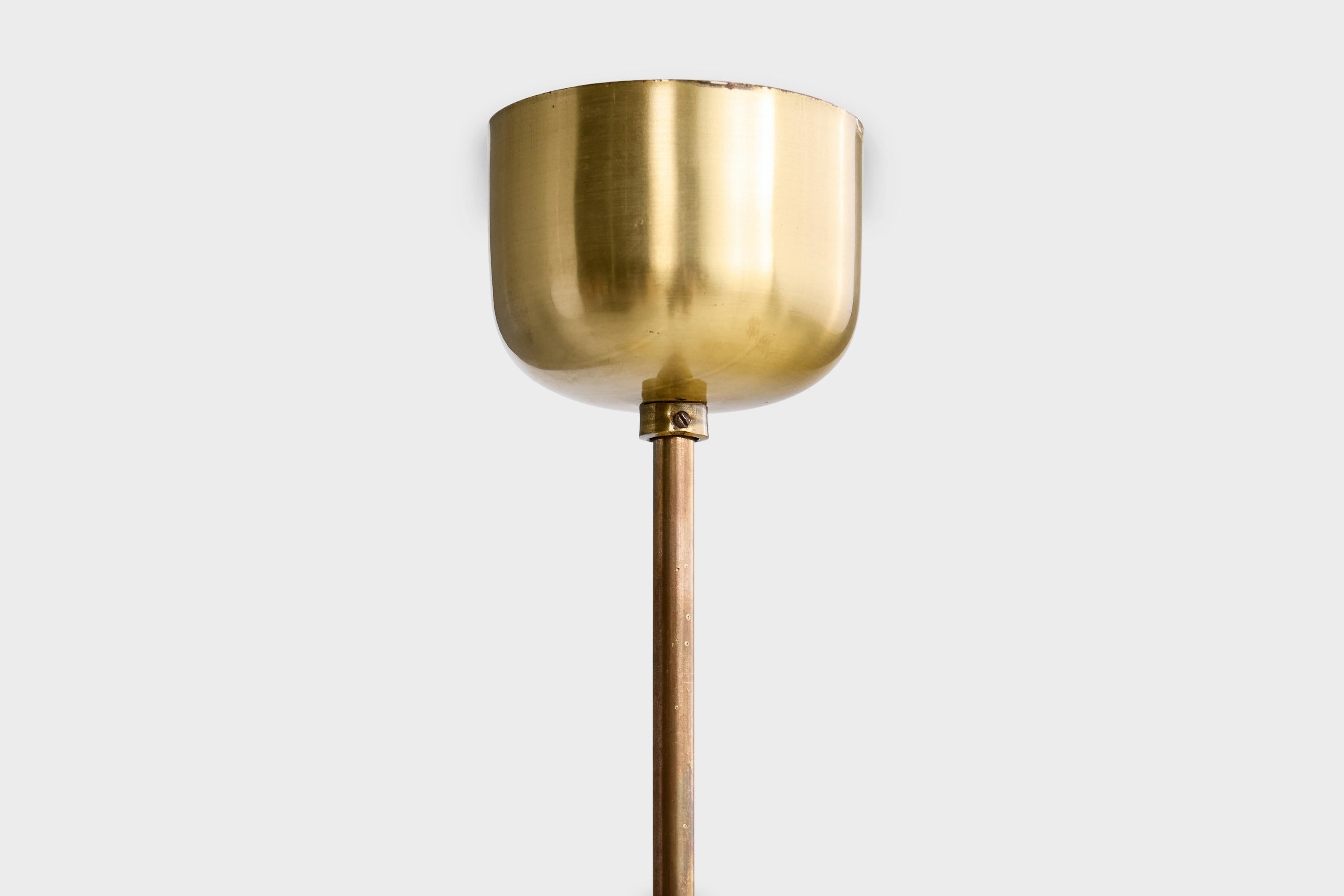 Designer danois, lustre, laiton, verre, Danemark, années 1950 en vente 1