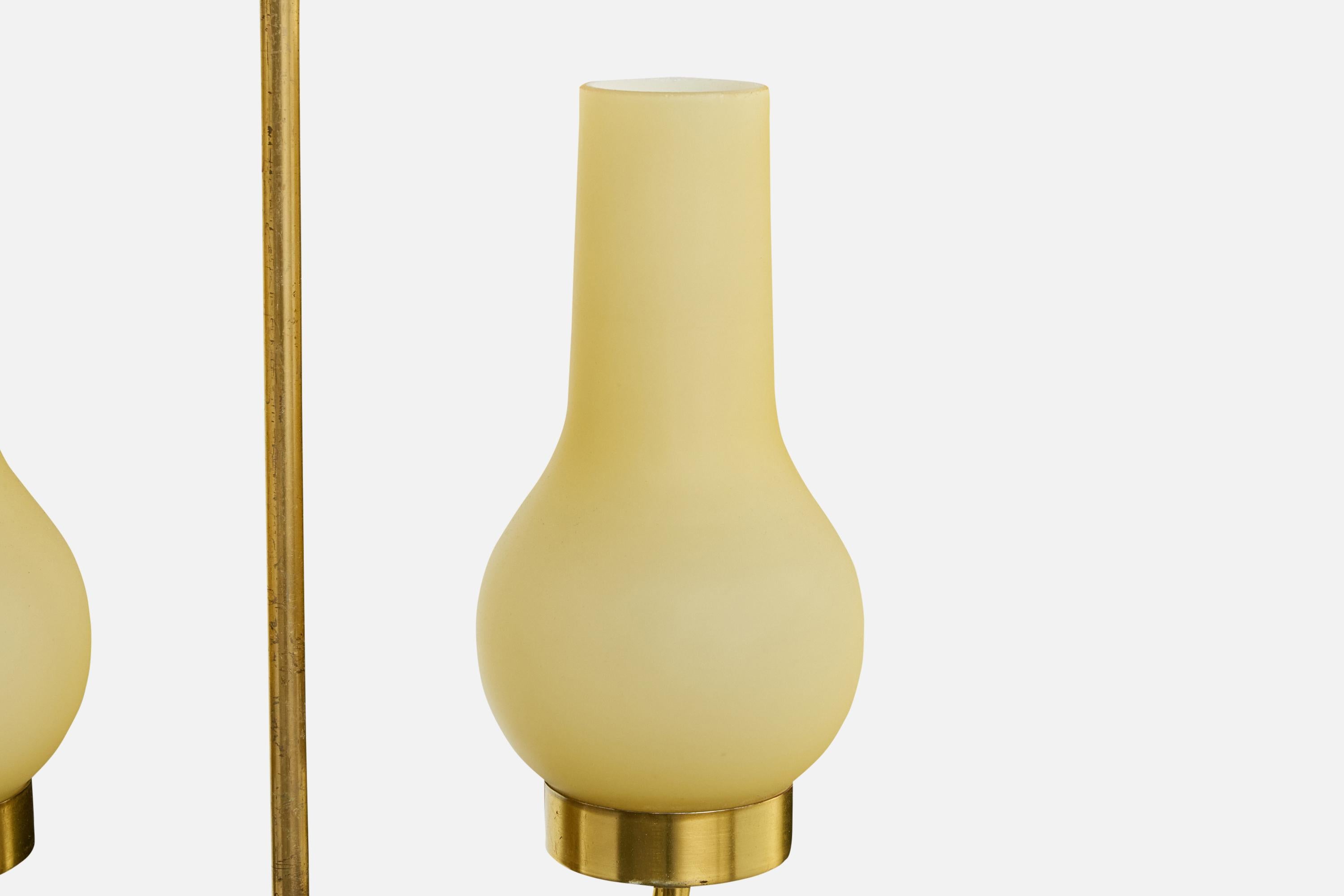 Danish Designer, Chandelier, Brass, Glass, Denmark, 1950s en vente 1